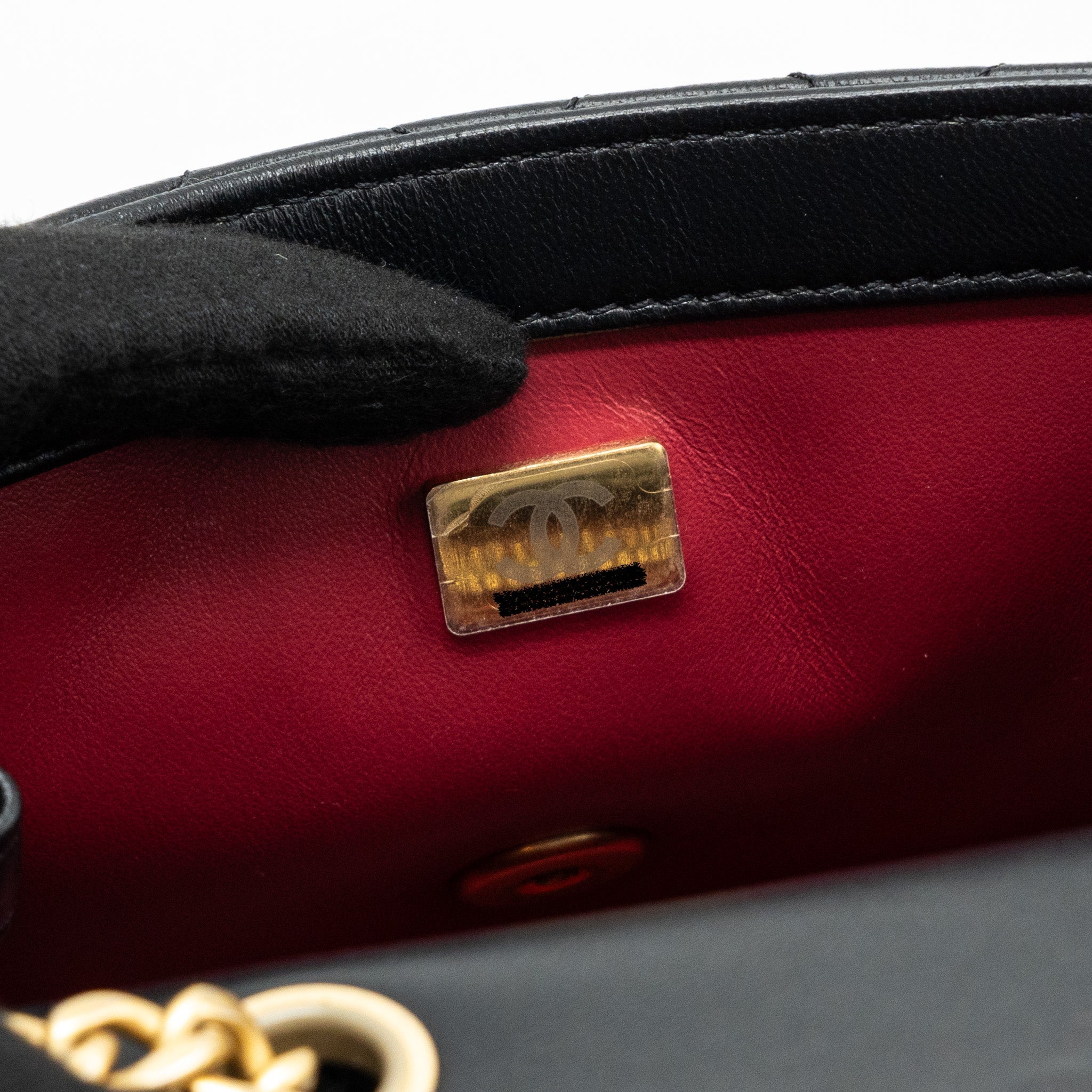 CHANEL CAMELLIA ADJUSTABLE CHAIN MINI SQUARE FLAP BAG LAMBSKIN BLACK GHW (MICROCHIP)