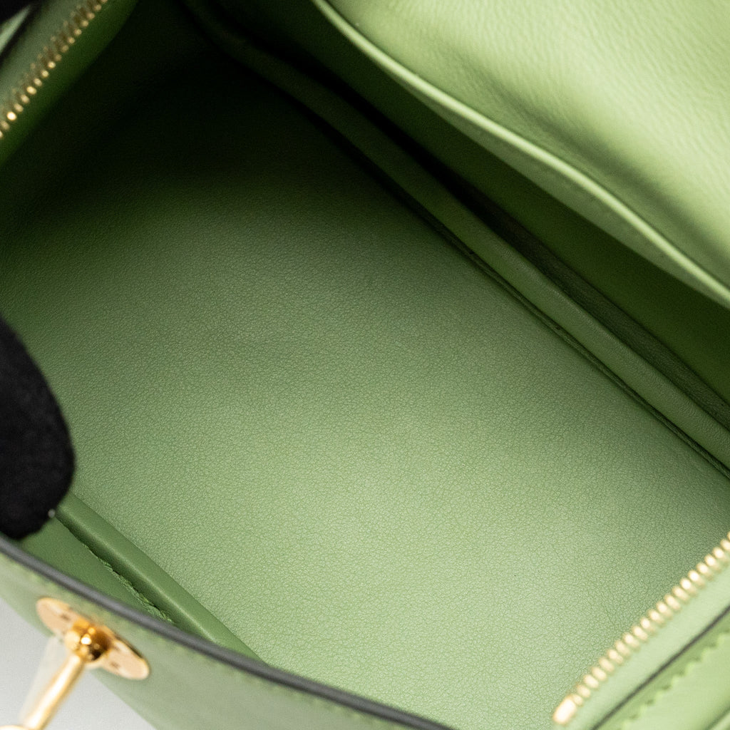 HERMES MINI LINDY SWIFT VERT CRIQUET GHW