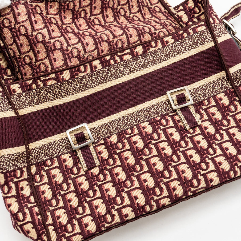DIOR CROSSBODY MESSENGER BAG OBLIQUE CANVAS BURGUNDY/BEIGE SHW