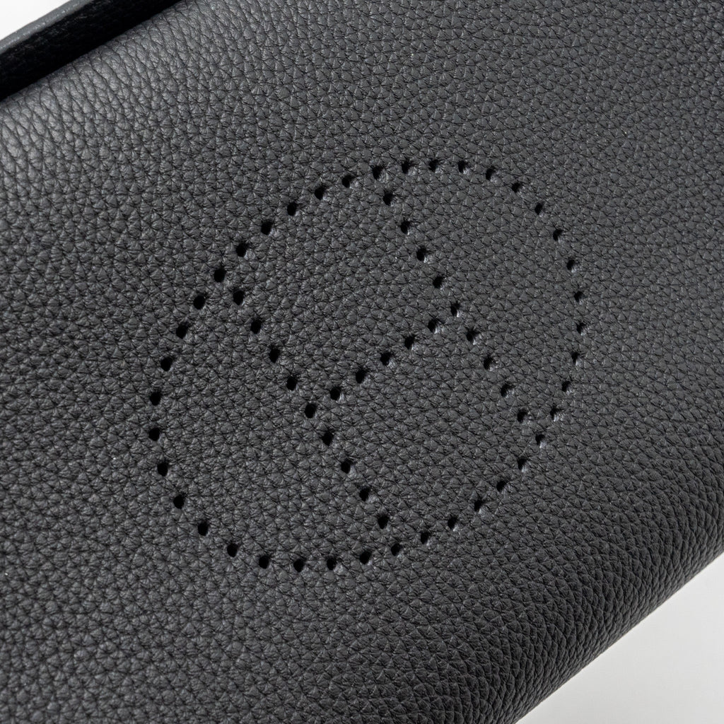 HERMES VIDEPOCHES BAG TOGO BLACK WITH MULTICOLOUR STRAP SHW