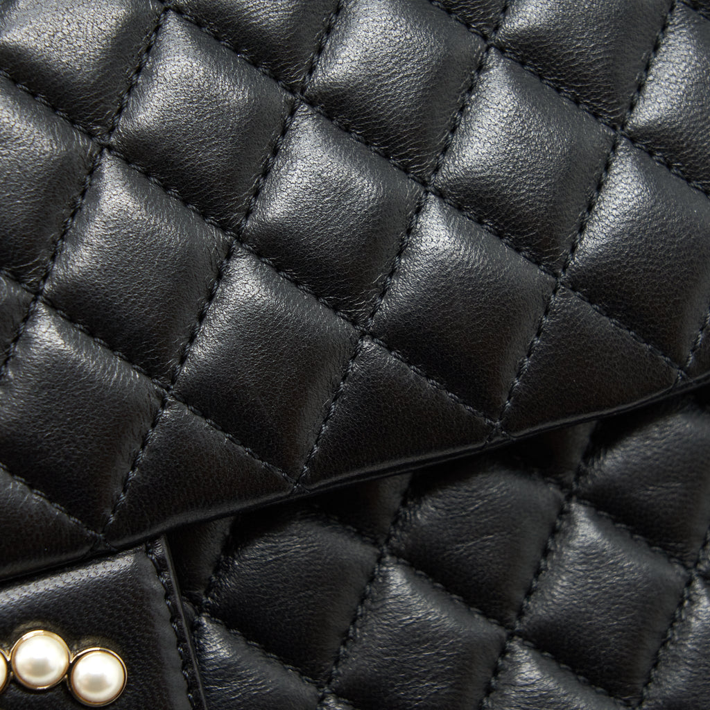 CHANEL WESTMINSTER PEARL SHOULDER BAG LAMBSKIN BLACK SHW