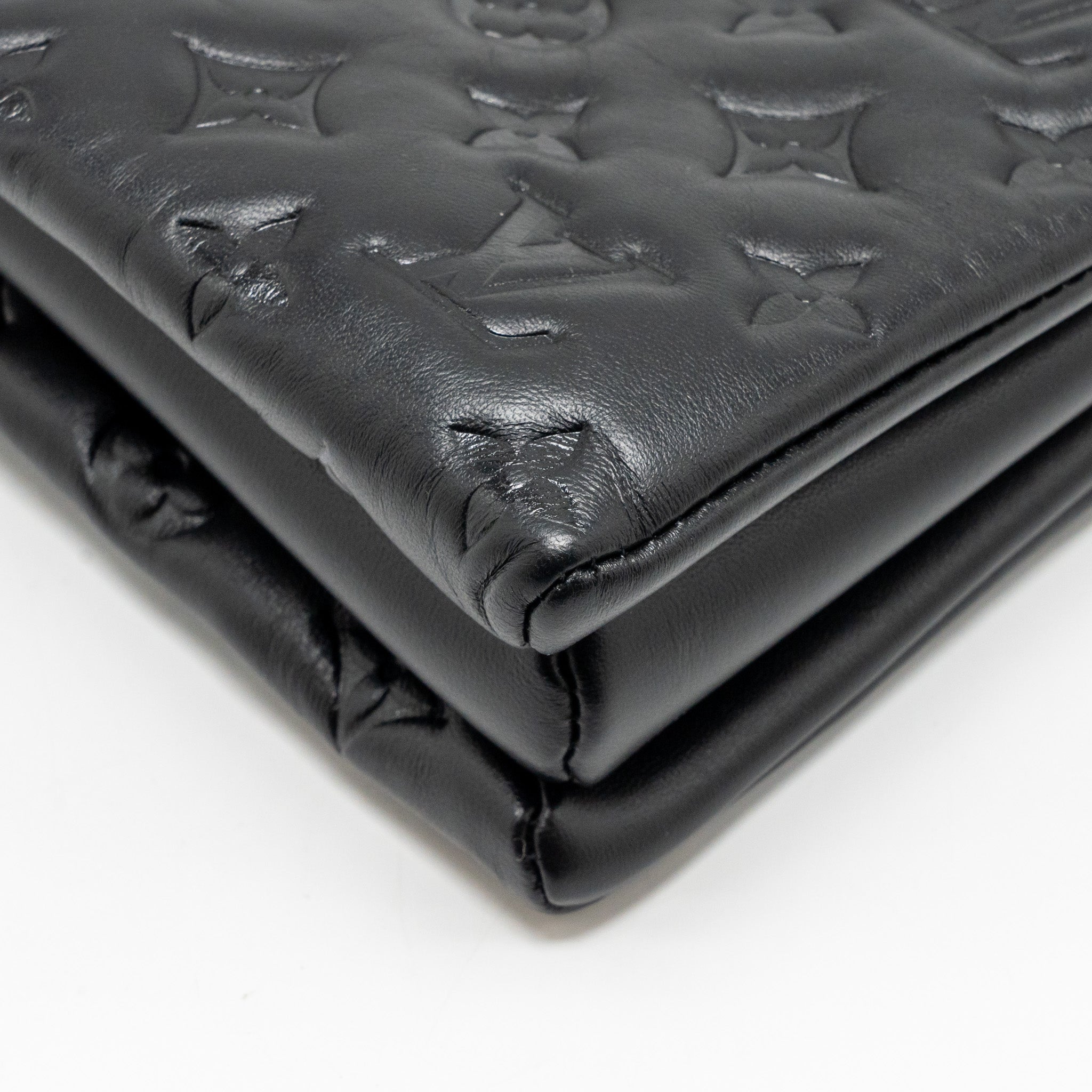 LOUIS VUITTON COUSSIN MM MONOGRAM-EMBOSSED PUFFY LAMBSKIN BLACK GHW