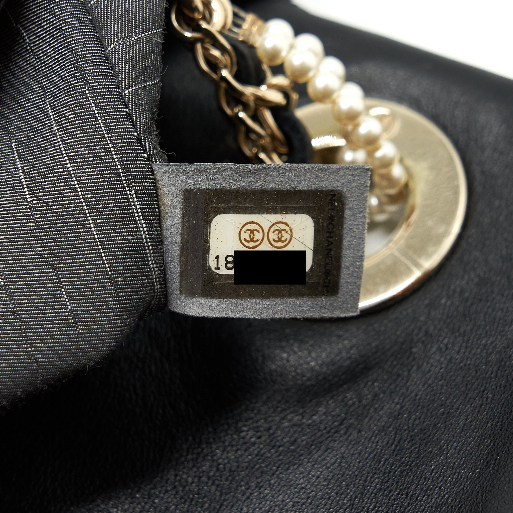CHANEL WESTMINSTER PEARL SHOULDER BAG LAMBSKIN BLACK SHW