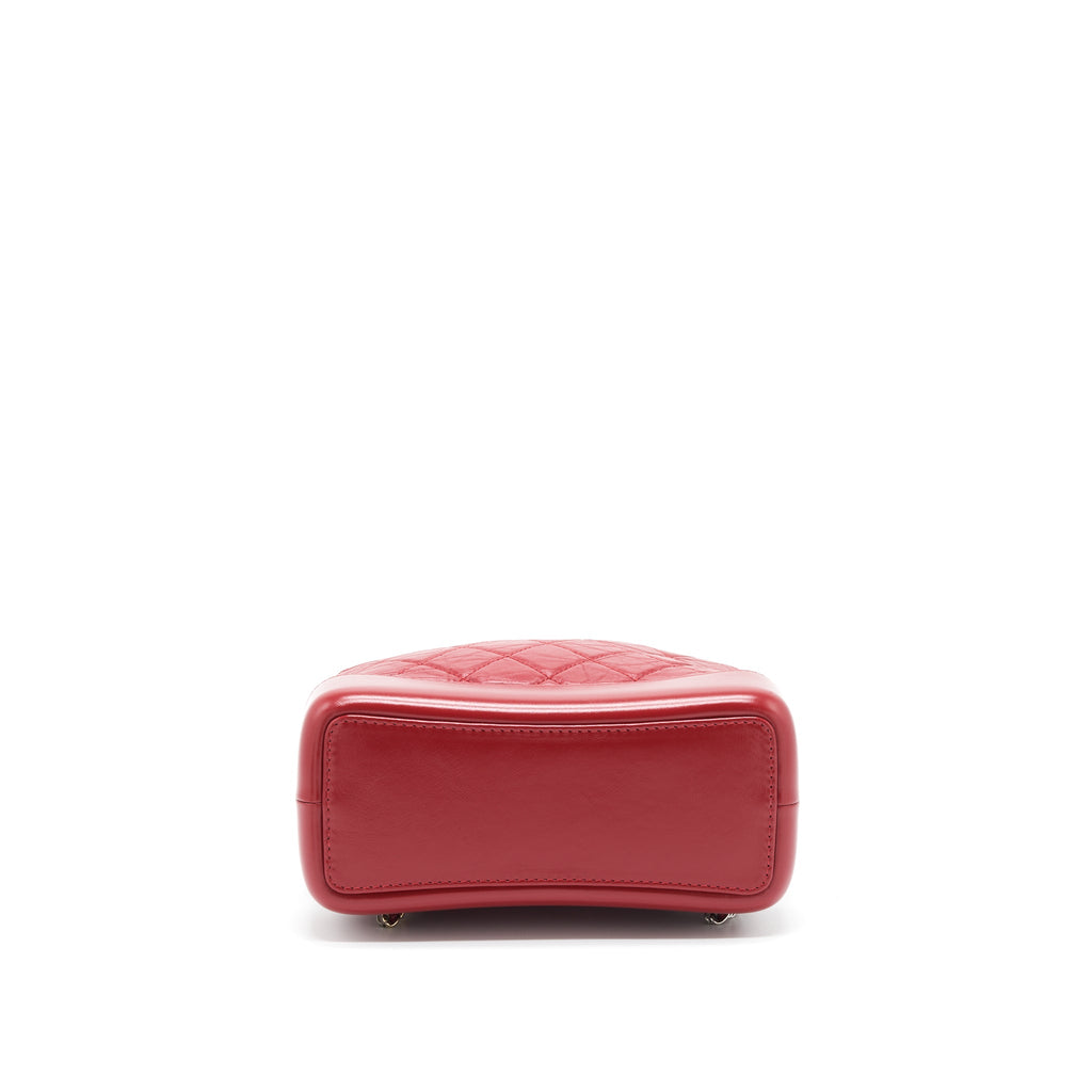 CHANEL SMALL GABRIELLE BACKPACK AGED CALFSKIN RED WITH RUTHENIUM GOLD/SLIVER HARDWARE