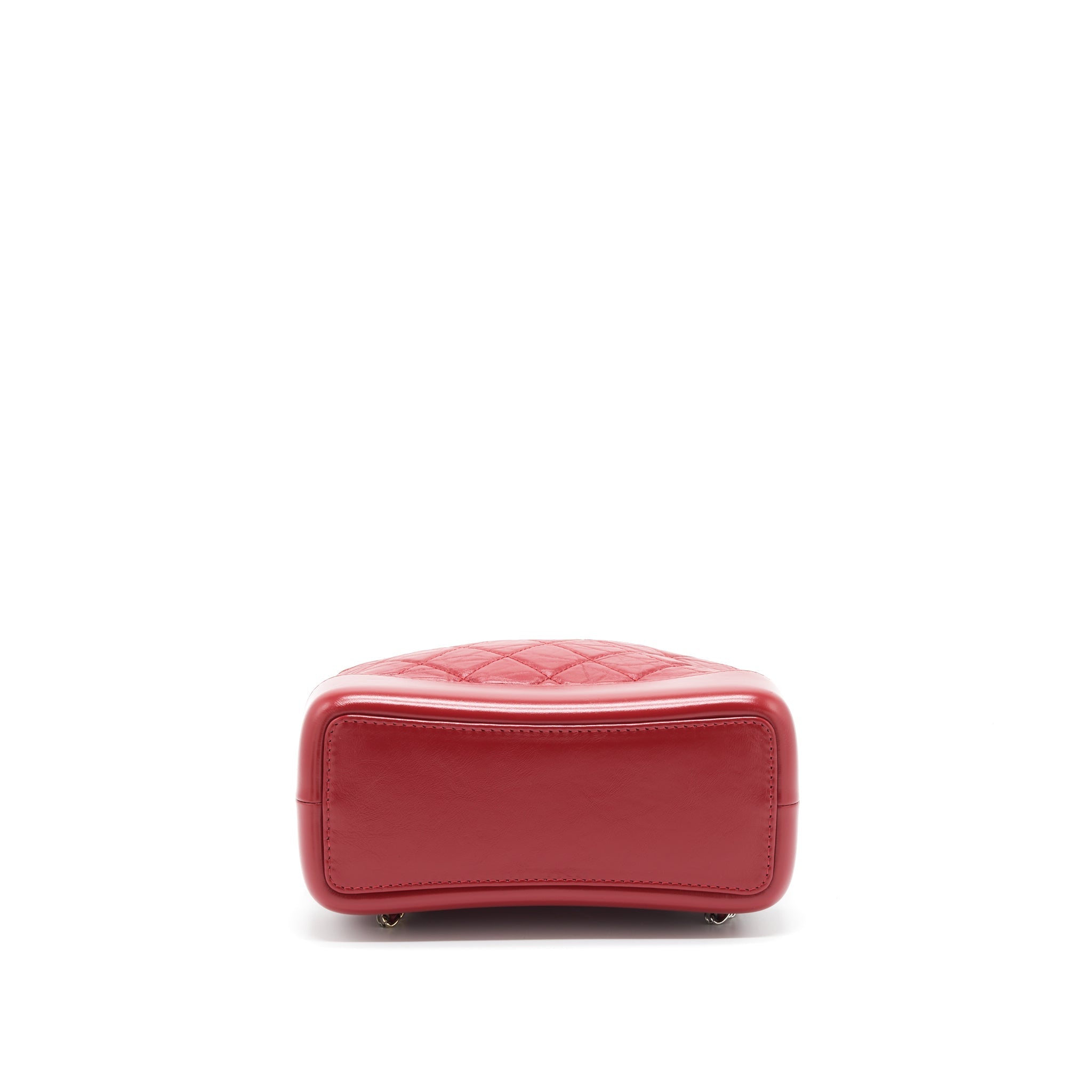 CHANEL SMALL GABRIELLE BACKPACK AGED CALFSKIN RED WITH RUTHENIUM GOLD/SLIVER HARDWARE