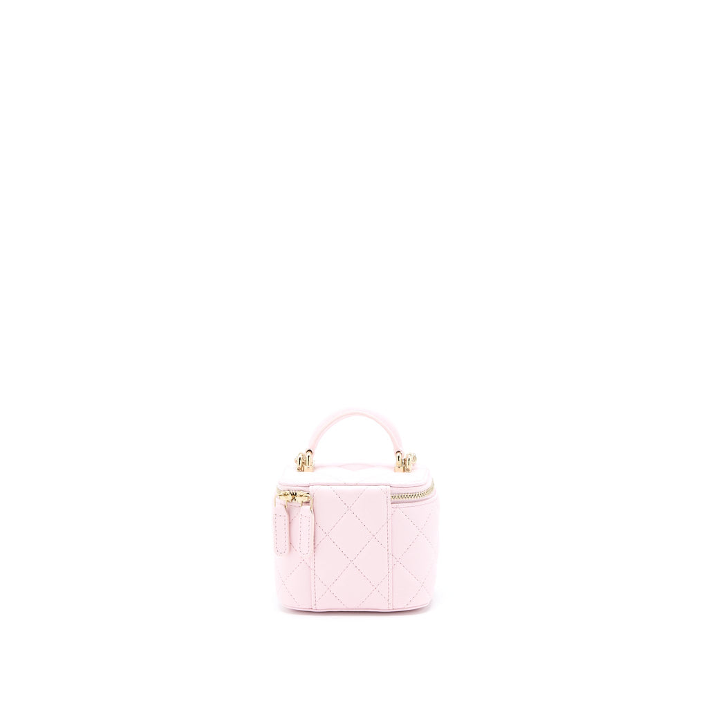 CHANEL TOP HANDLE MINI VANITY LAMBSKIN PINK LGHW