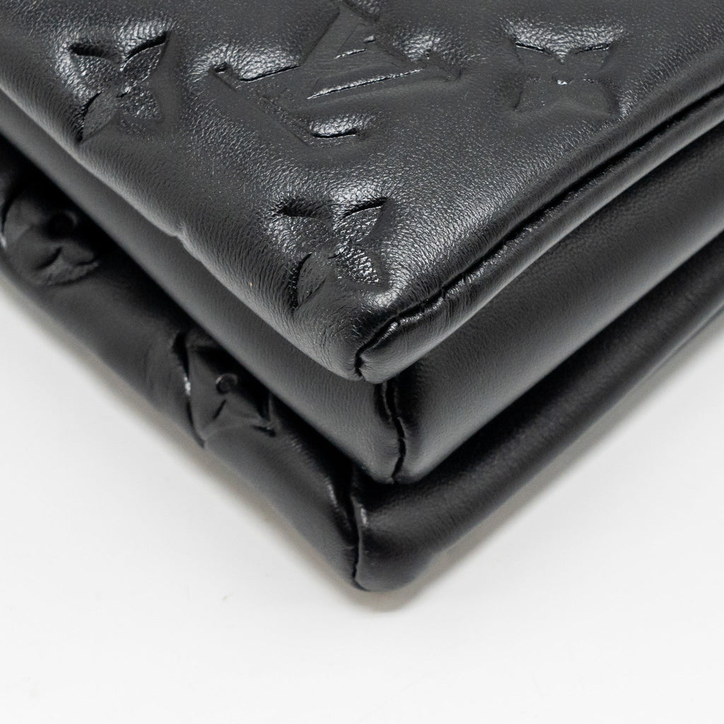LOUIS VUITTON COUSSIN MM MONOGRAM-EMBOSSED PUFFY LAMBSKIN BLACK GHW
