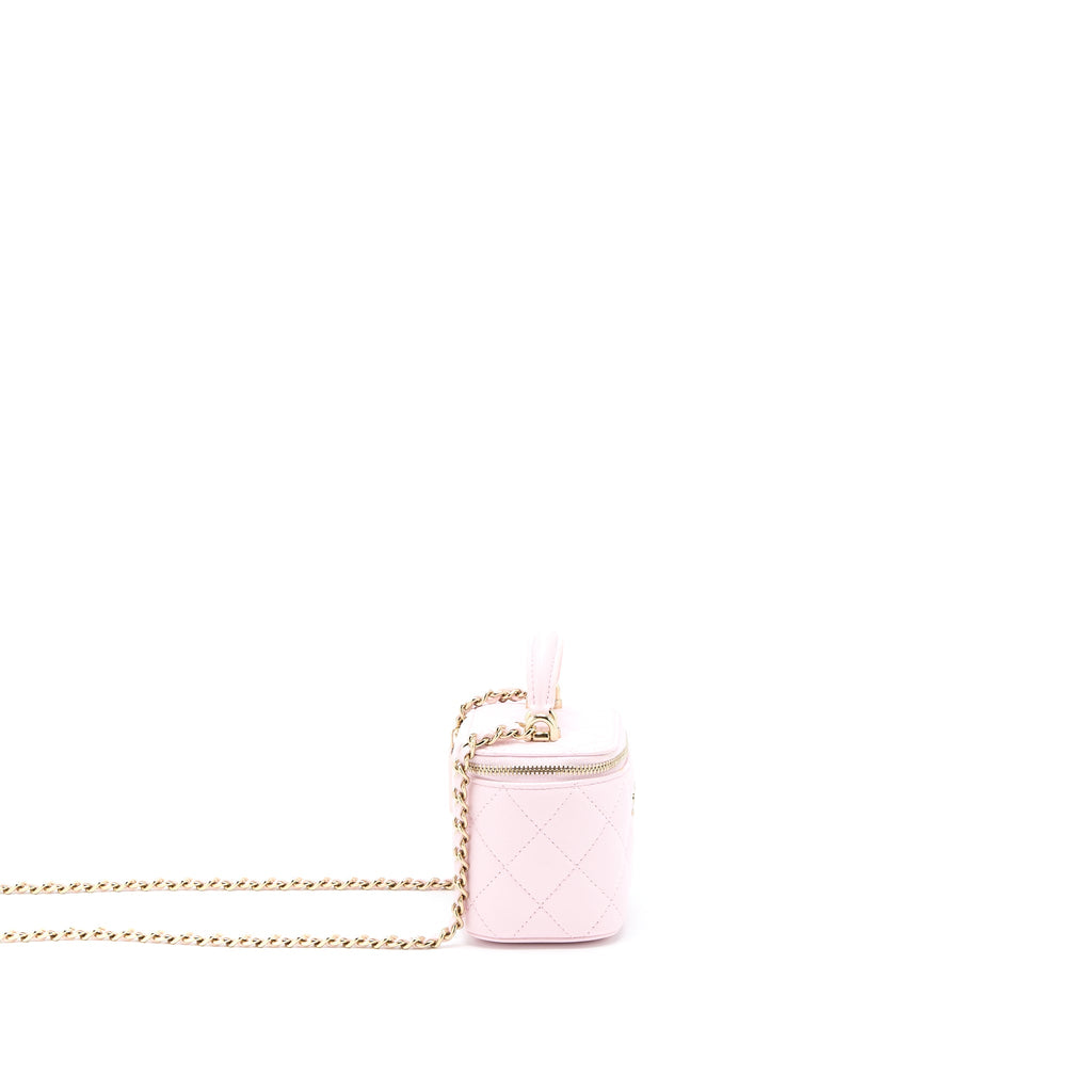 CHANEL TOP HANDLE MINI VANITY LAMBSKIN PINK LGHW