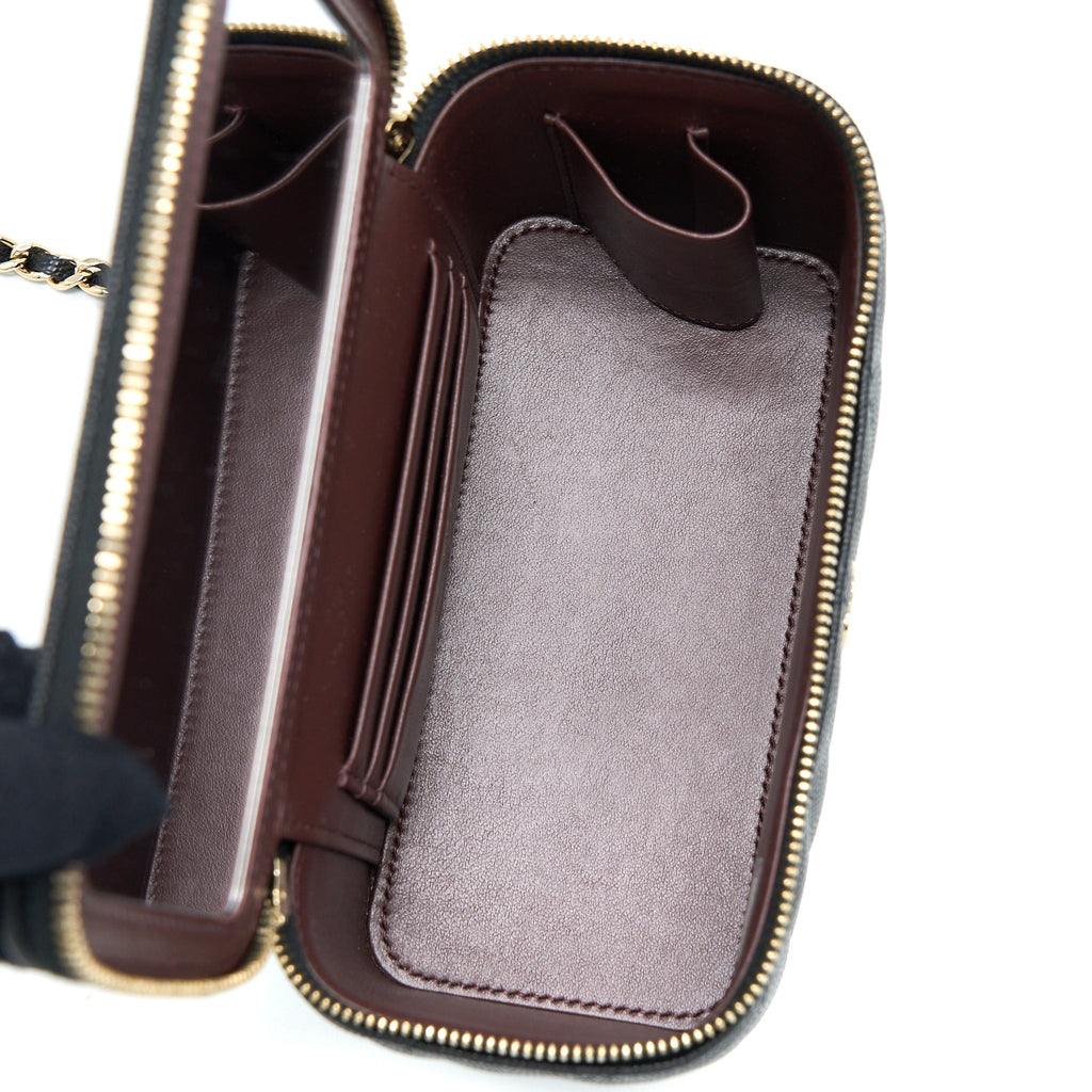 CHANEL LONG VANITY CASE CAVIAR BLACK LGHW