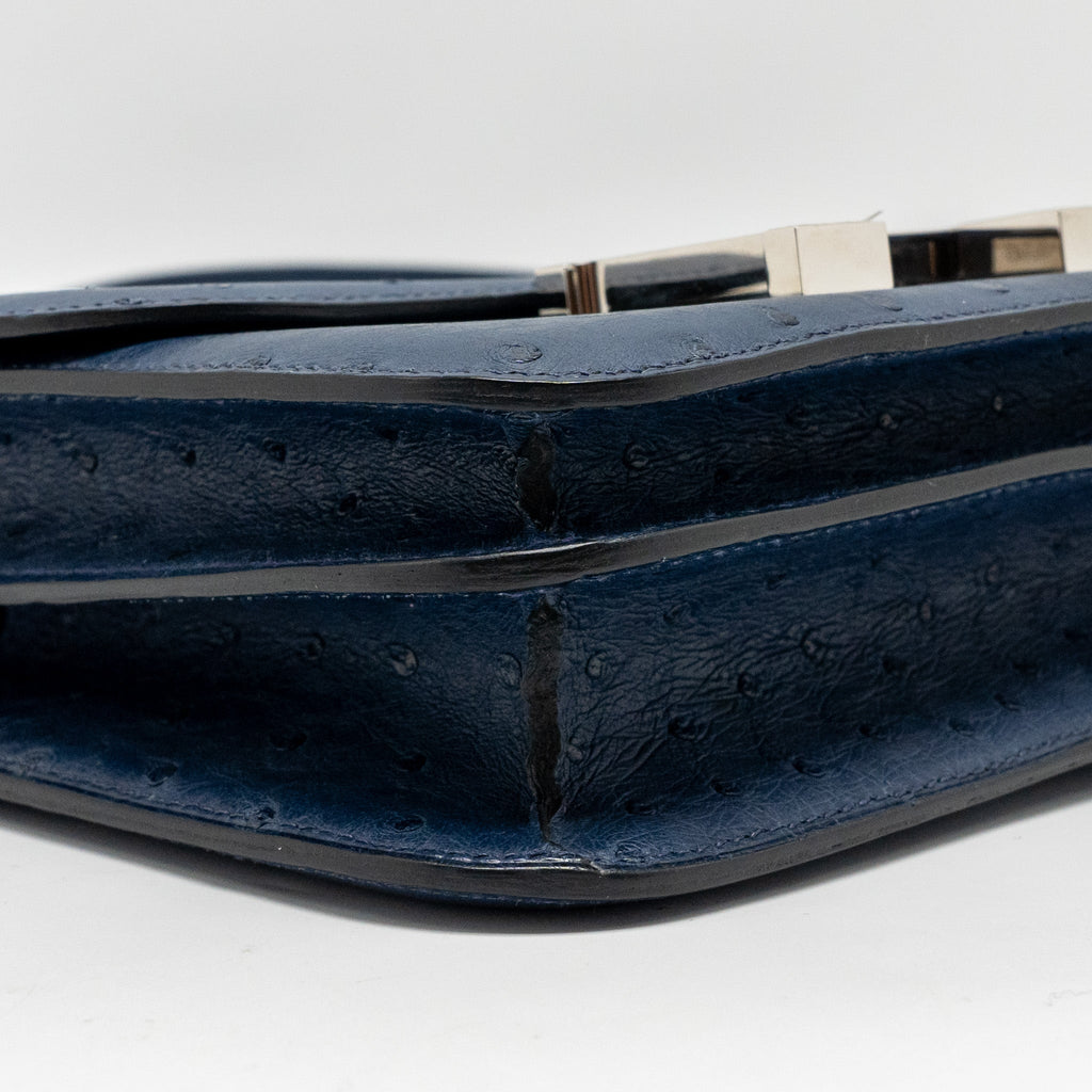 HERMES MINI CONSTANCE OSTRICH 7L BLEU DE MALTE SHW