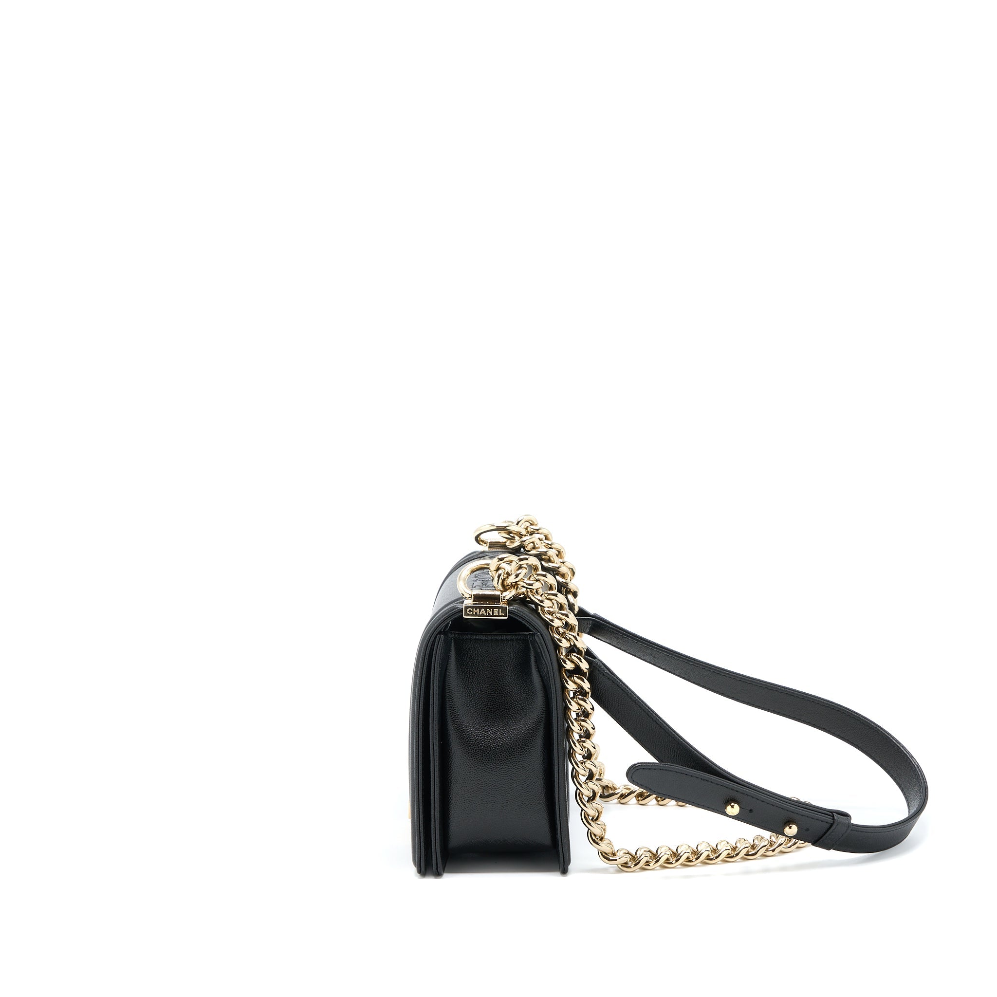 CHANEL MINI BOY BAG CALFSKIN BLACK LGHW (MICROCHIP)