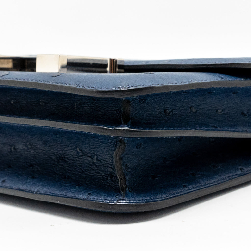 HERMES MINI CONSTANCE OSTRICH 7L BLEU DE MALTE SHW