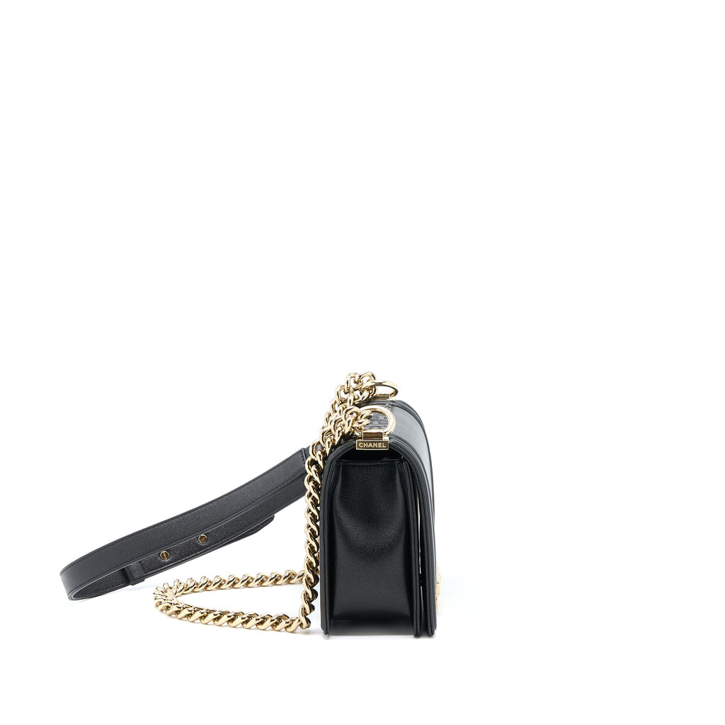 CHANEL MINI BOY BAG CALFSKIN BLACK LGHW (MICROCHIP)