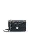 CHANEL SMALL CLASSIC DOUBLE FLAP BAG CAVIAR BLACK SHW (MICROCHIP)