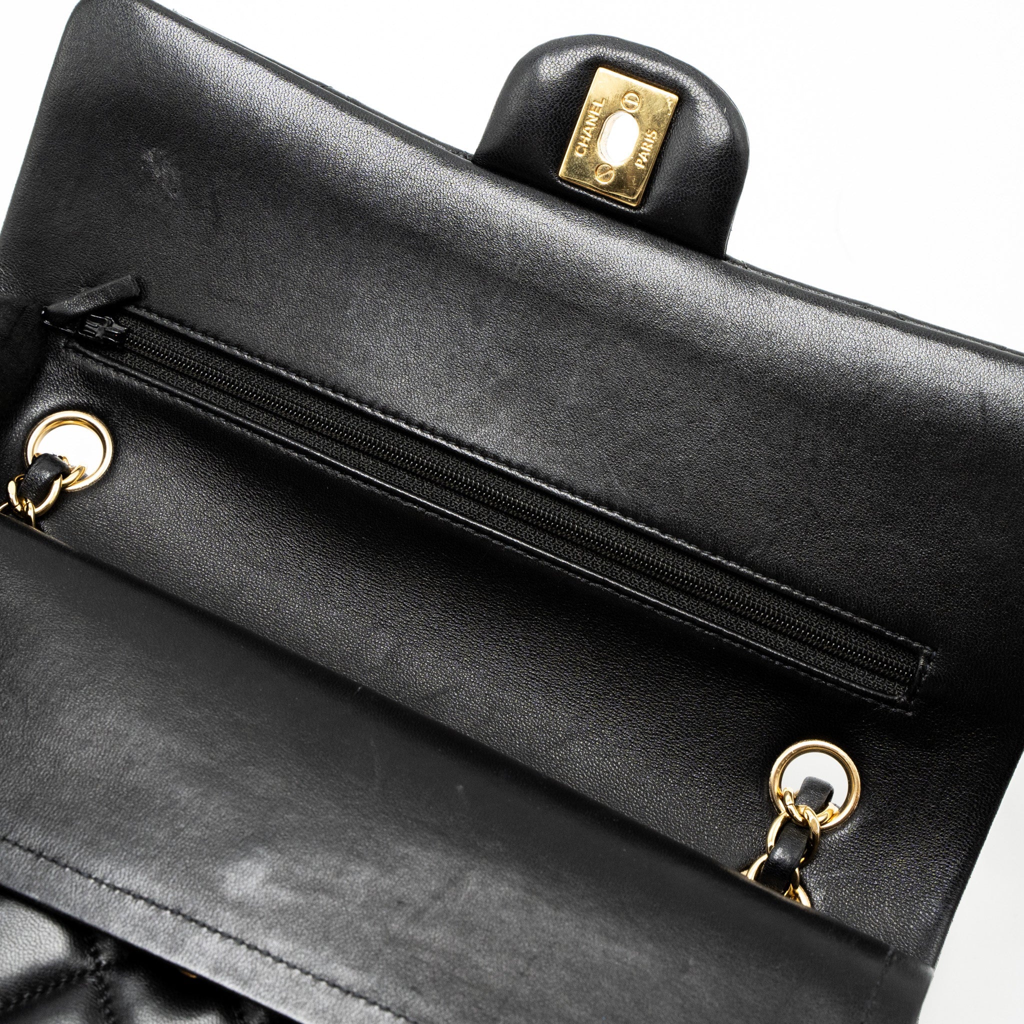 CHANEL MEDIUM CLASSIC FLAP BAG LAMBSKIN BLACK GHW