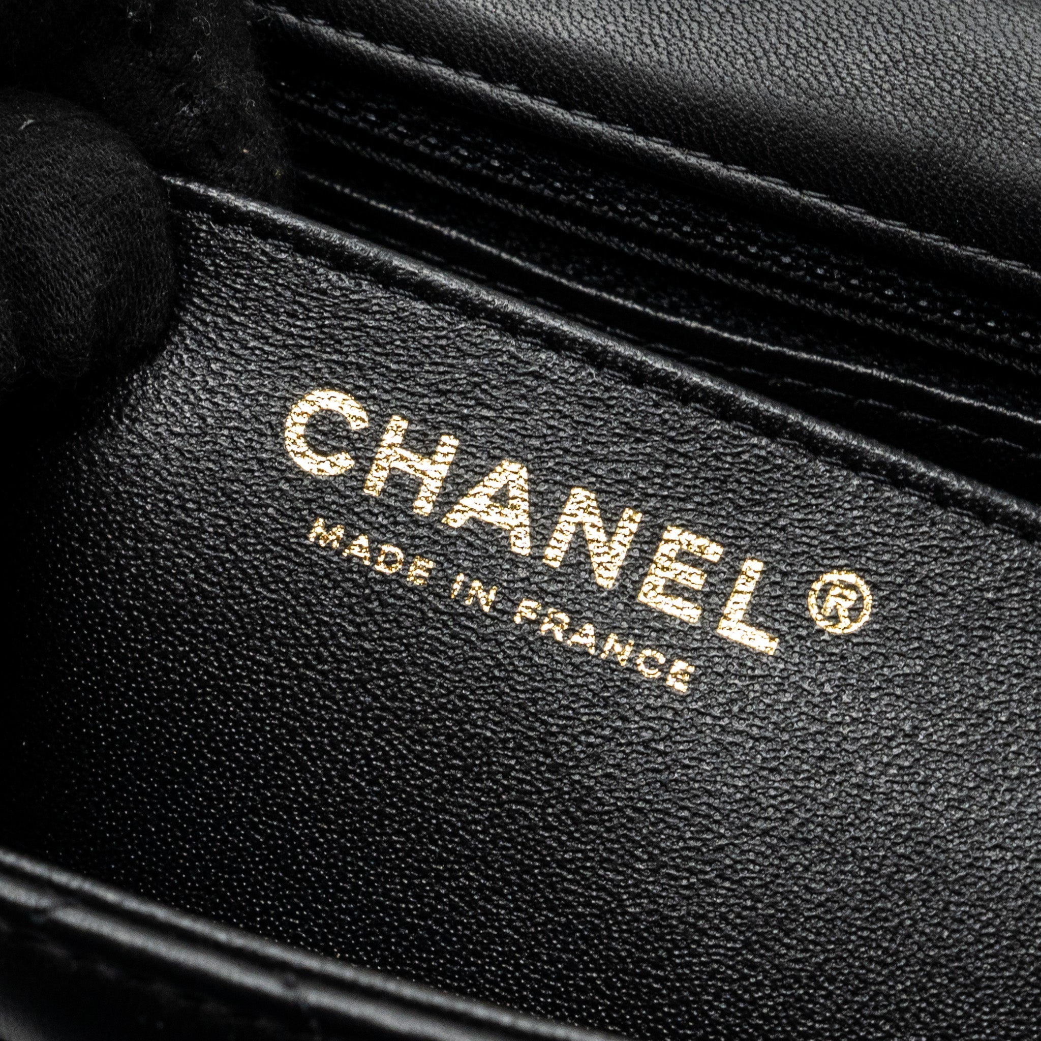 CHANEL CLASSIC MINI SQUARE FLAP BAG LAMBSKIN BLACK BRUSHED GHW