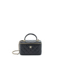 CHANEL TOP HANDLE LONG VANITY LAMBSKIN BLACK LGHW