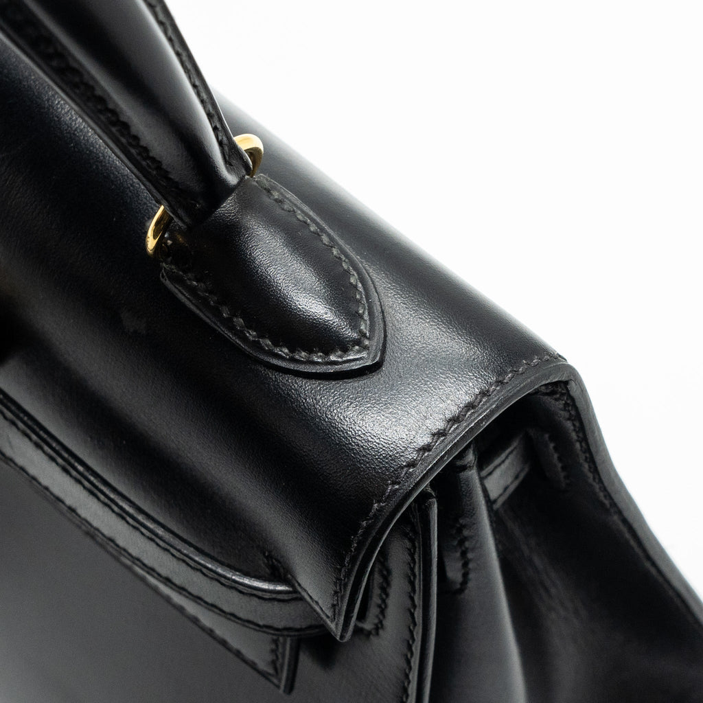 HERMES VINTAGE KELLY 20 BOX CALFSKIN BLACK GHW
