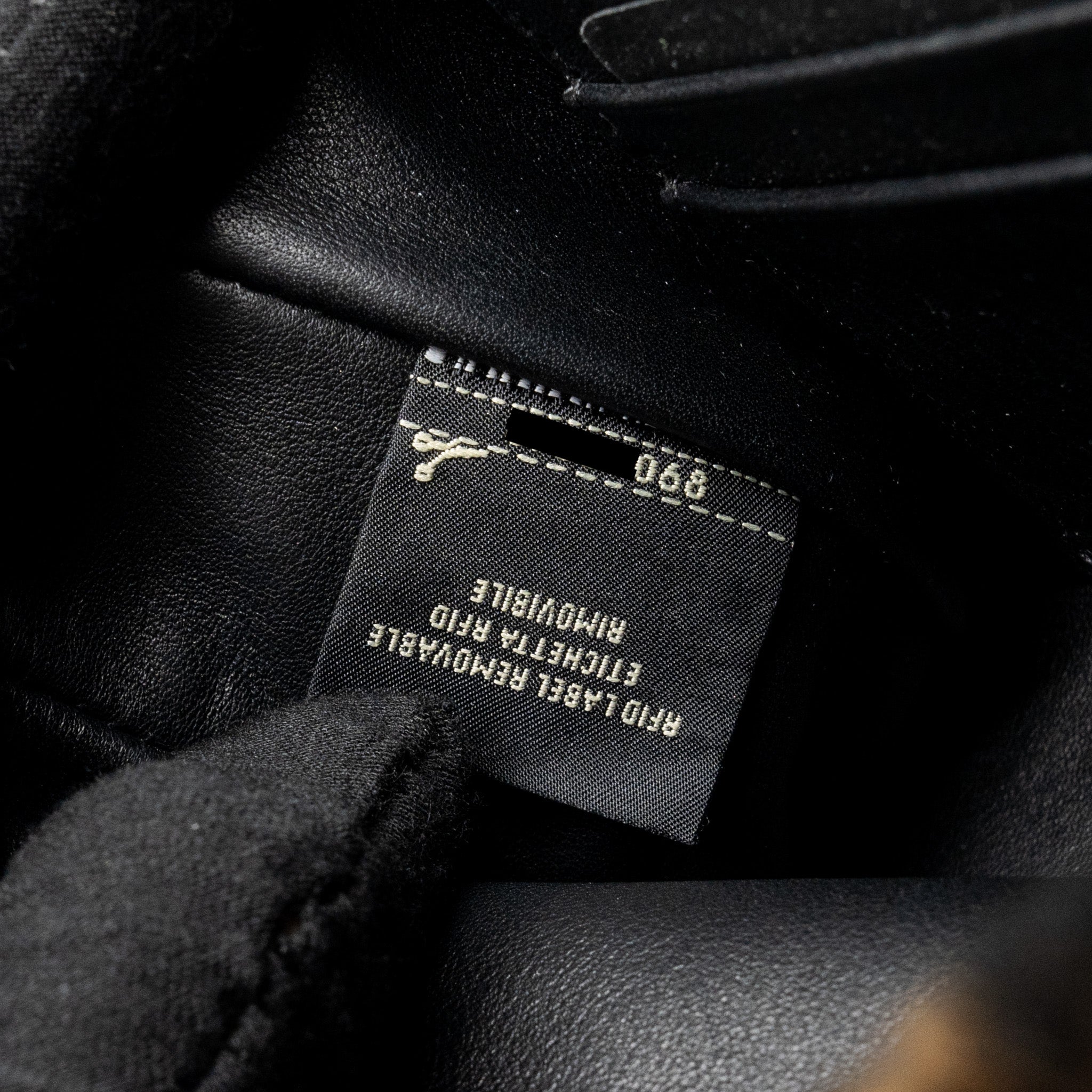 FENDI MINI BAGUETTE BAG LAMB FUR BLACK/BROWN GHW