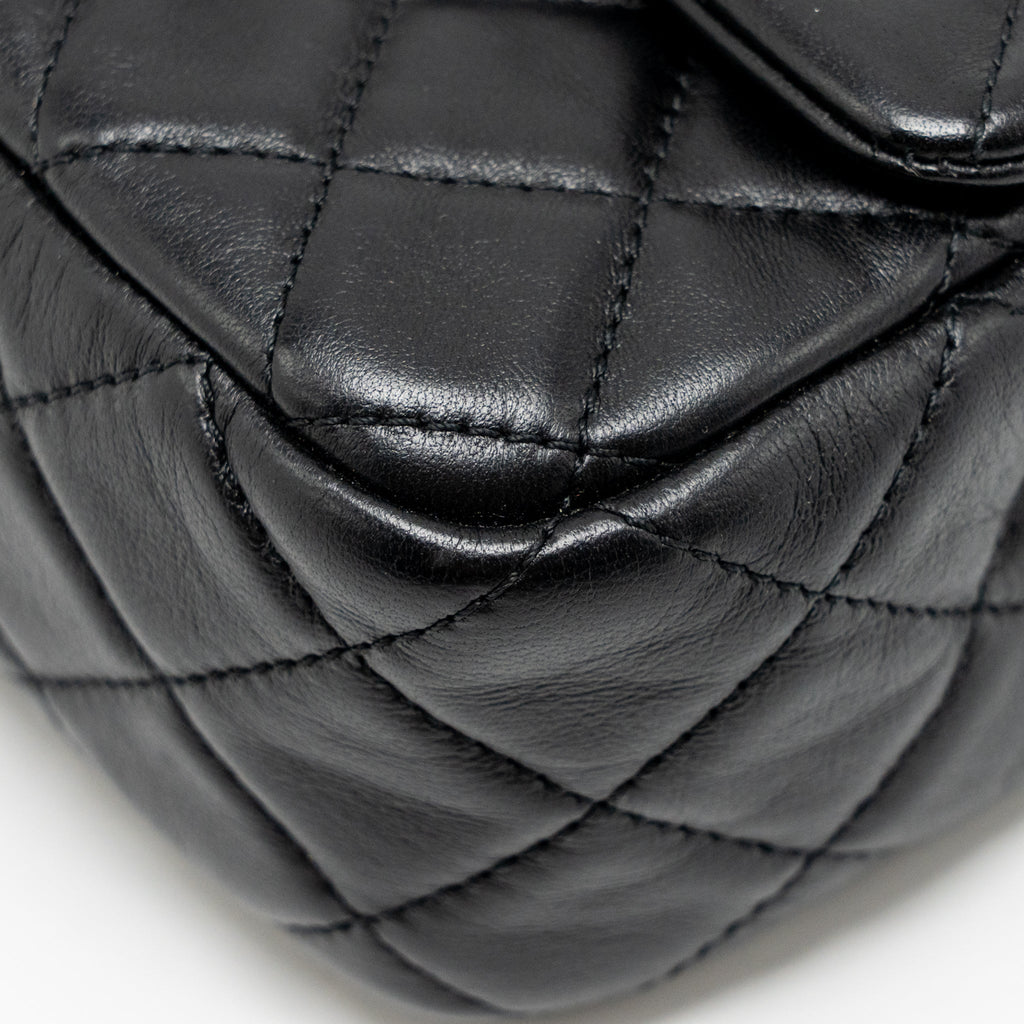CHANEL PEARL CRUSH MINI RECTANGULAR FLAP BAG LAMBSKIN BLACK GHW (MICROCHIP)