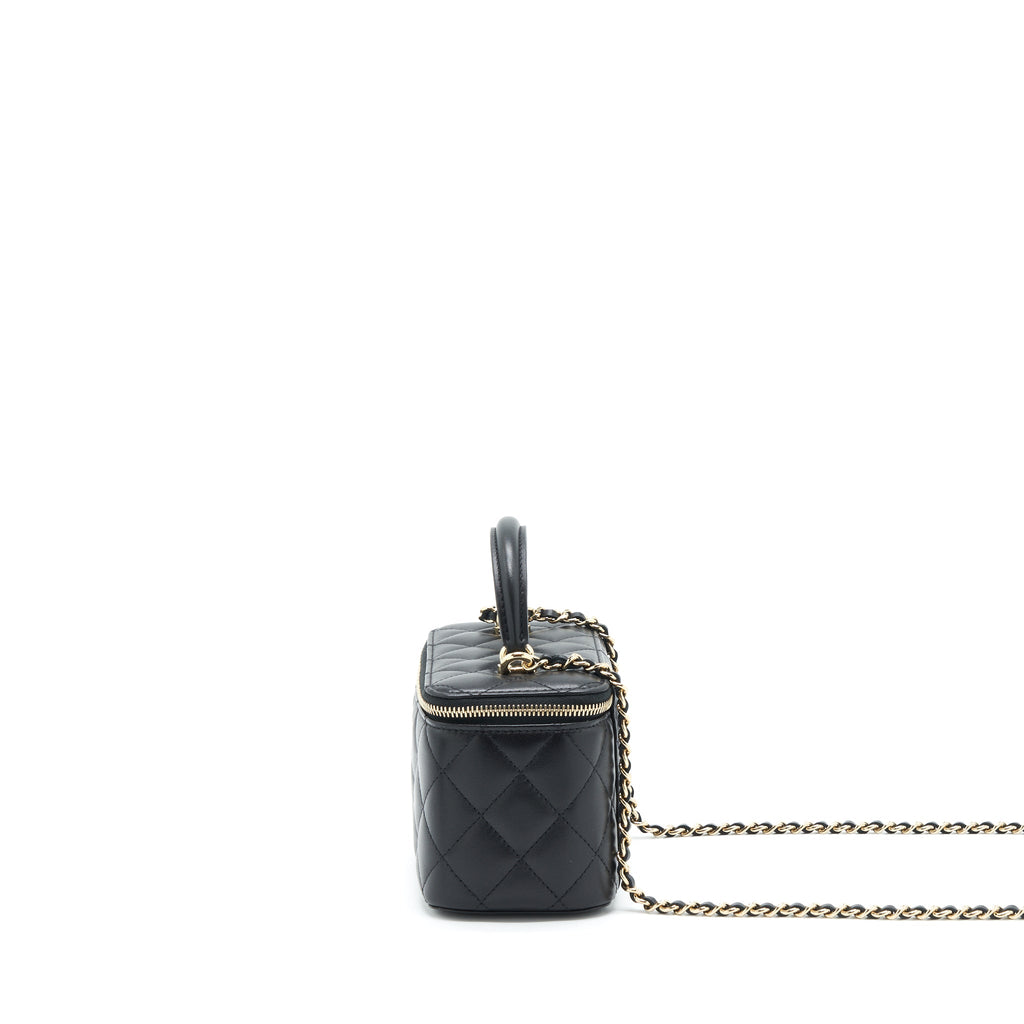 CHANEL TOP HANDLE LONG VANITY LAMBSKIN BLACK LGHW
