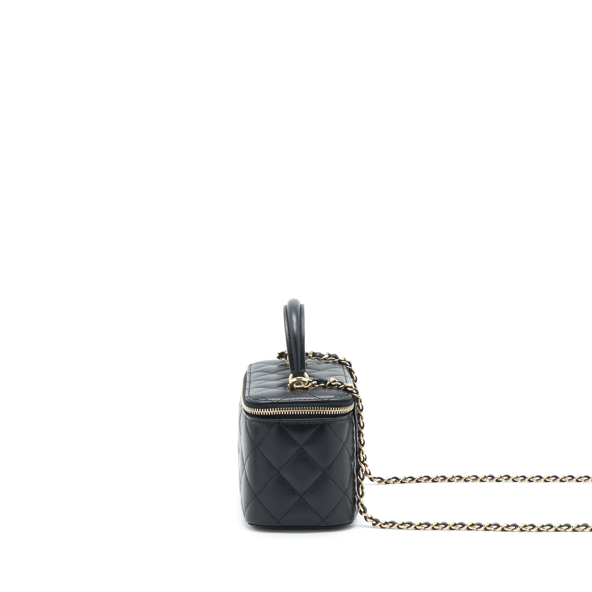 CHANEL TOP HANDLE LONG VANITY LAMBSKIN BLACK LGHW