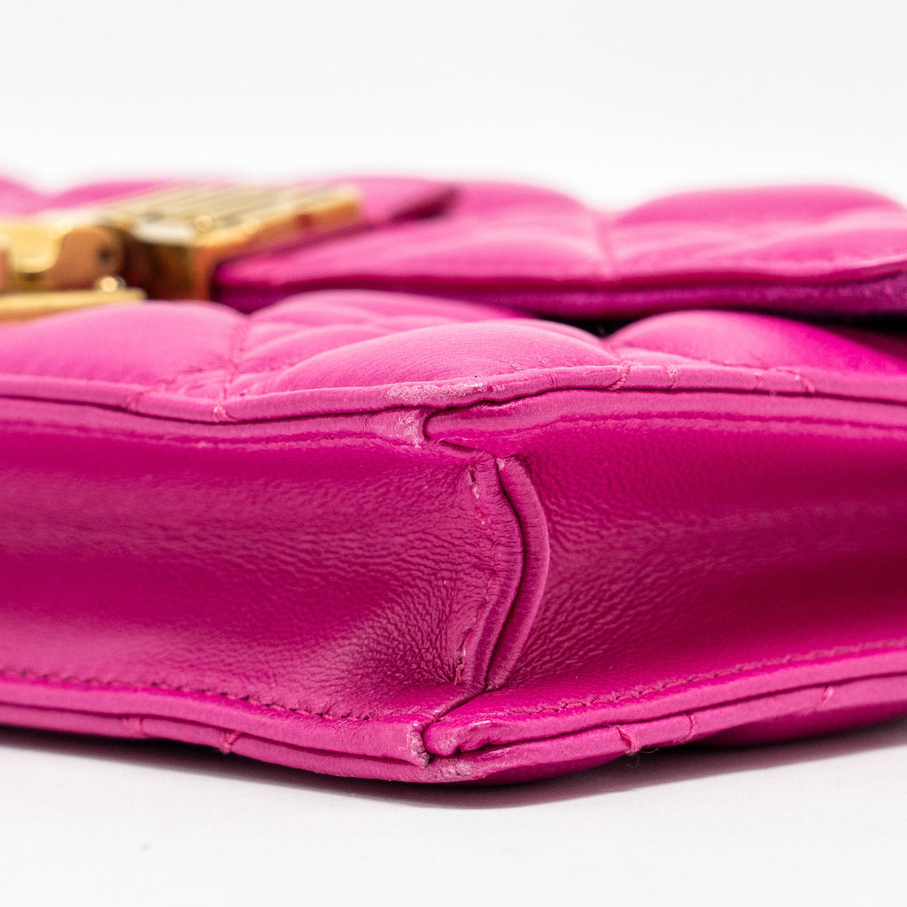 DIOR DIORADDICT WALLET ON CHAIN LAMBSKIN PINK GHW