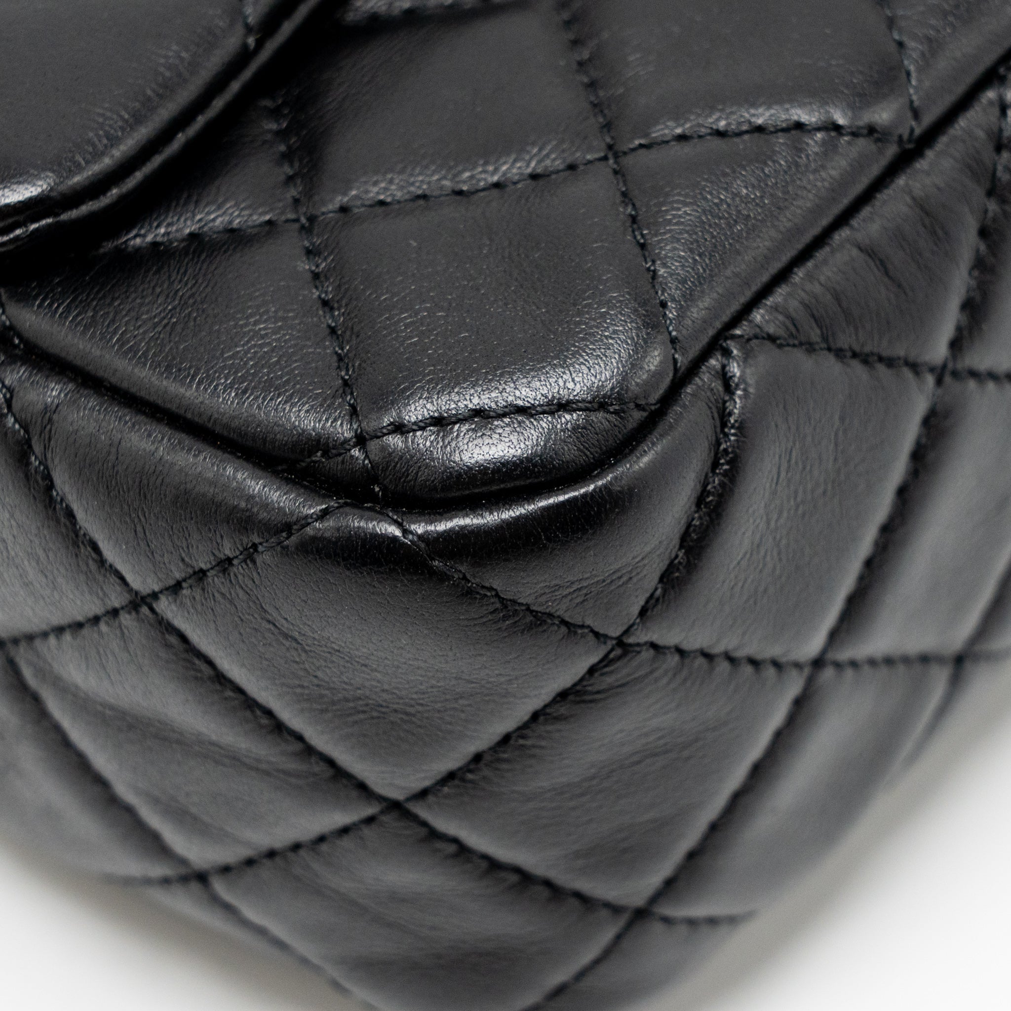 CHANEL PEARL CRUSH MINI RECTANGULAR FLAP BAG LAMBSKIN BLACK GHW (MICROCHIP)