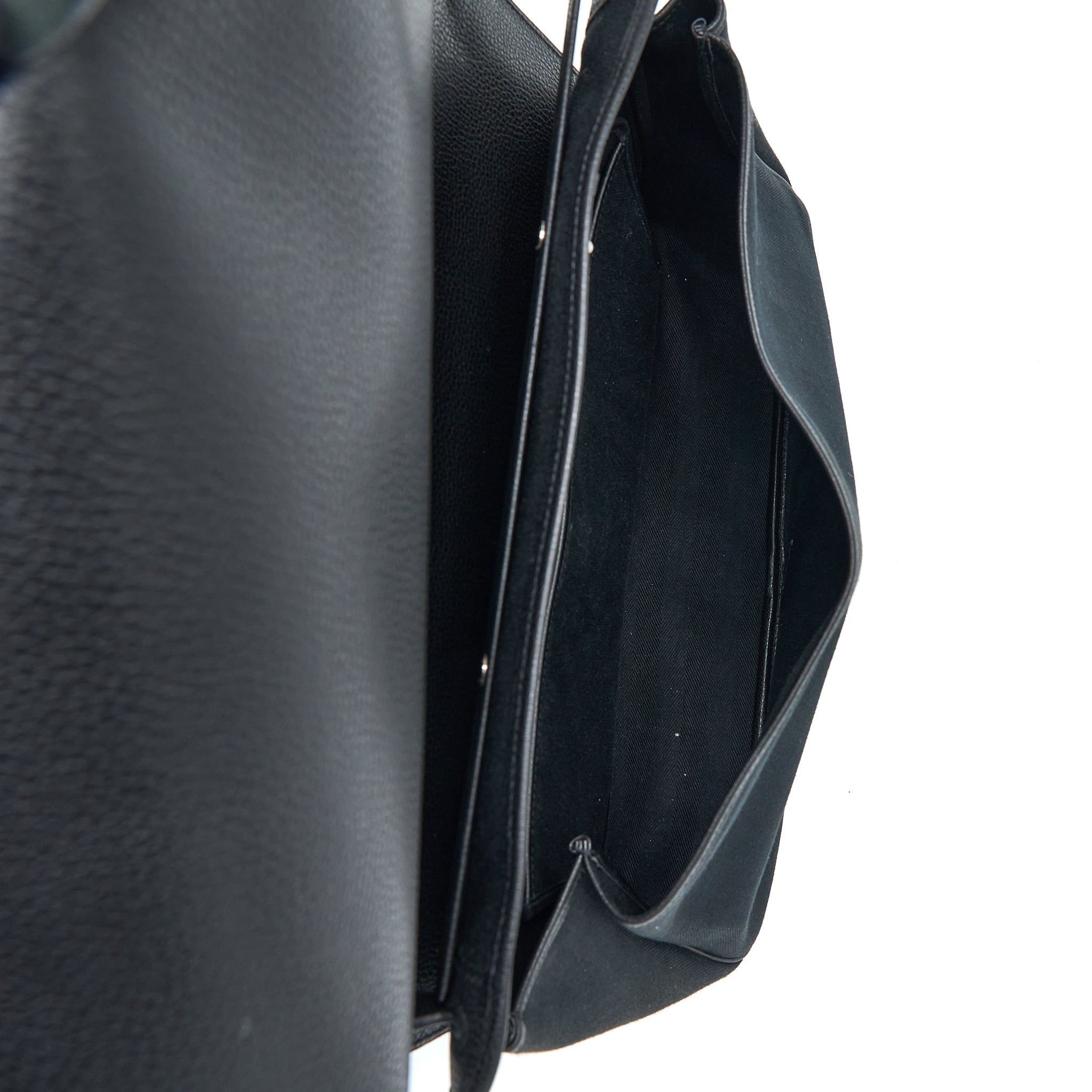 HERMES COLORADO GM BAG VACHE LIEGEE LEATHER / CANVAS BLACK SHW