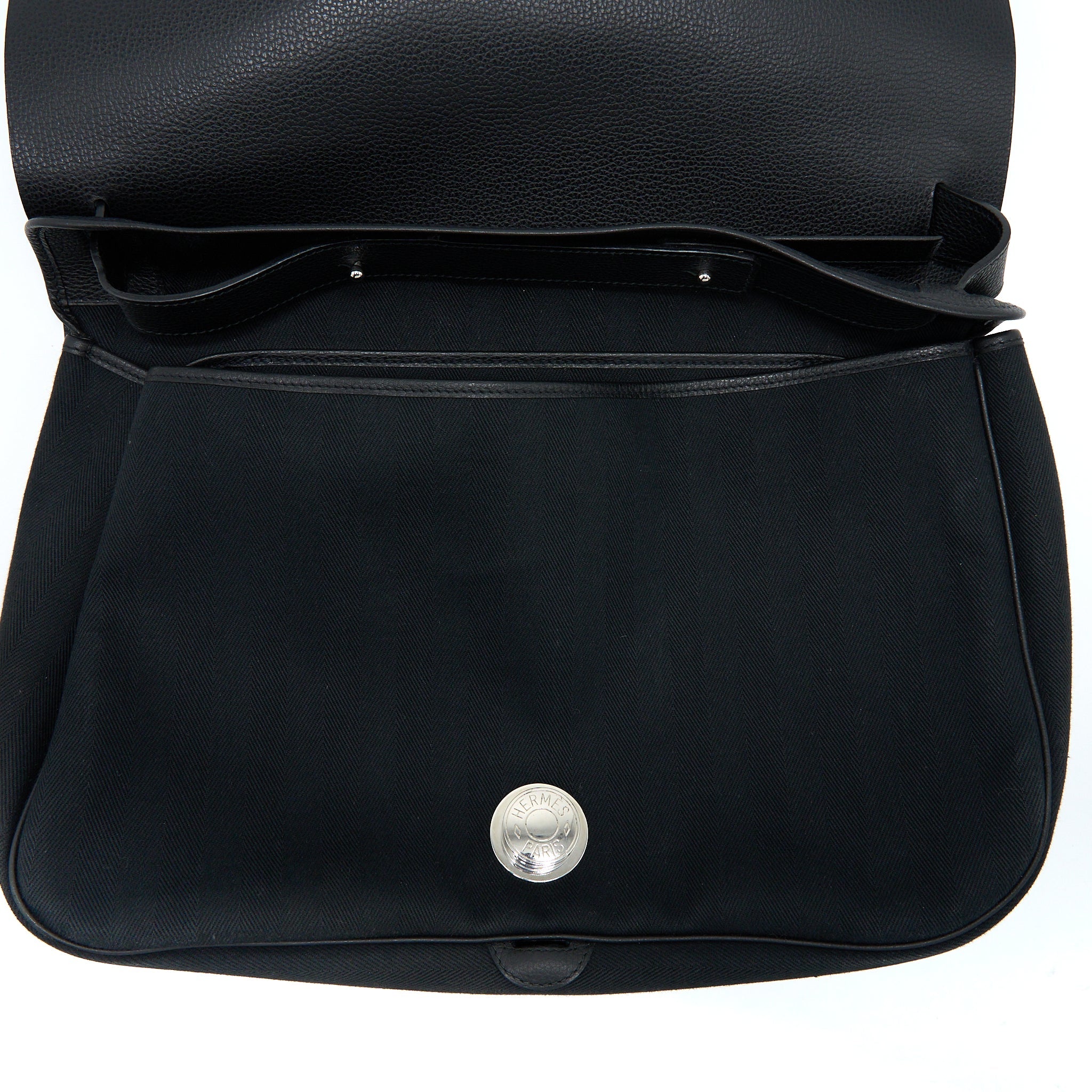 HERMES COLORADO GM BAG VACHE LIEGEE LEATHER / CANVAS BLACK SHW