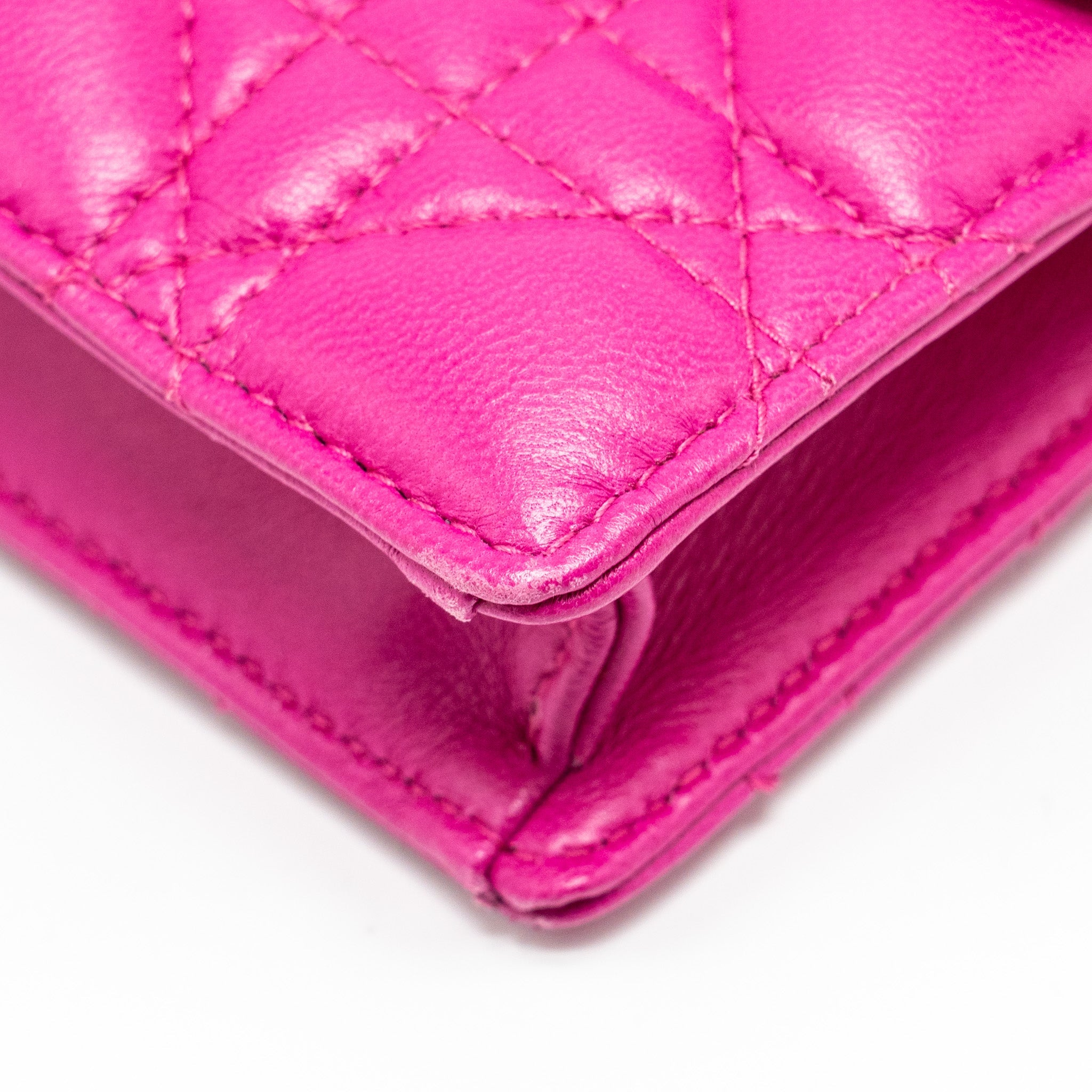 DIOR DIORADDICT WALLET ON CHAIN LAMBSKIN PINK GHW