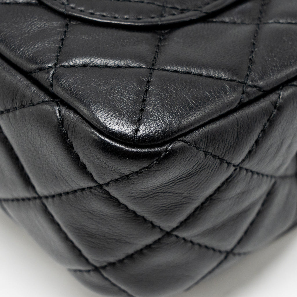 CHANEL PEARL CRUSH MINI RECTANGULAR FLAP BAG LAMBSKIN BLACK GHW (MICROCHIP)