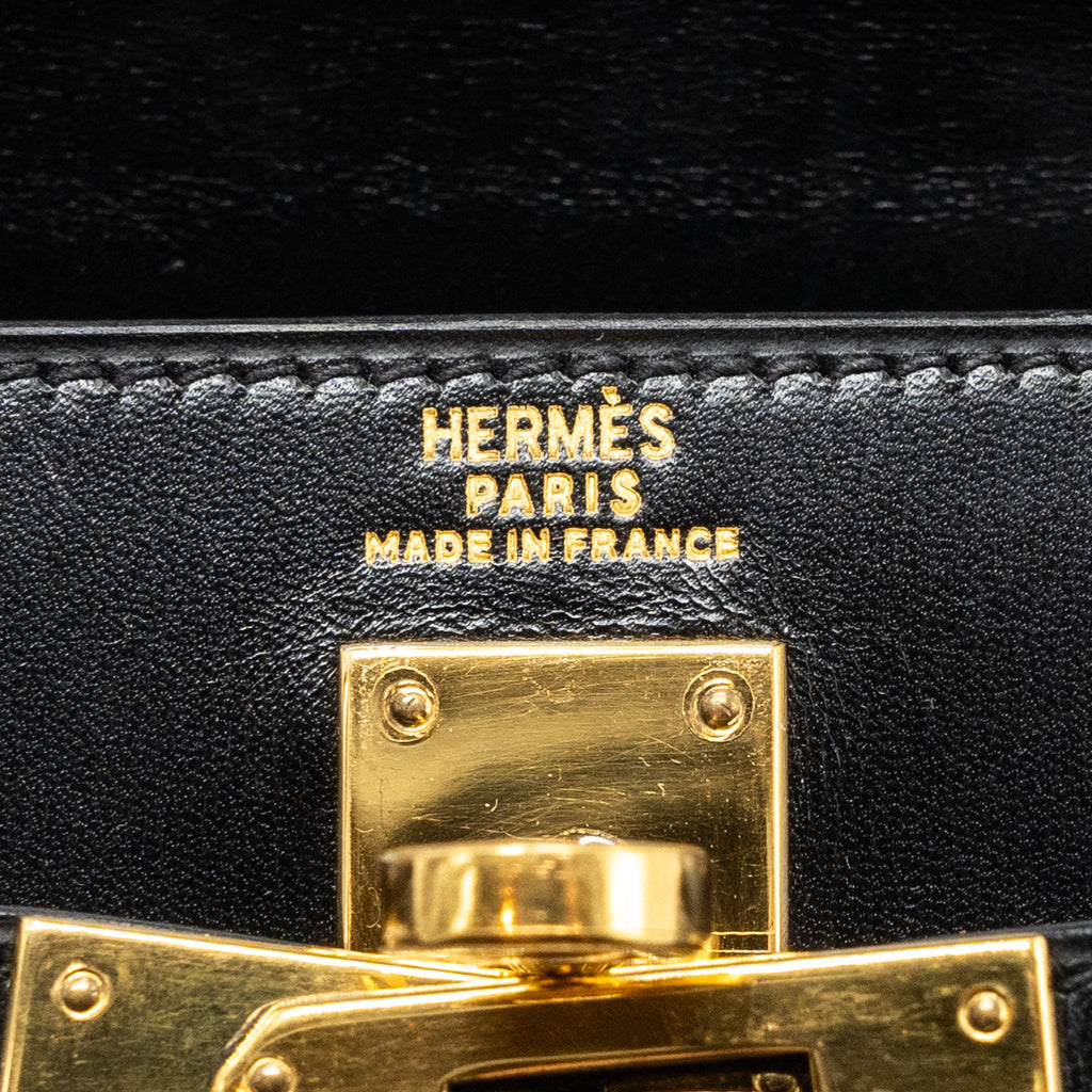 HERMES VINTAGE KELLY 20 BOX CALFSKIN BLACK GHW