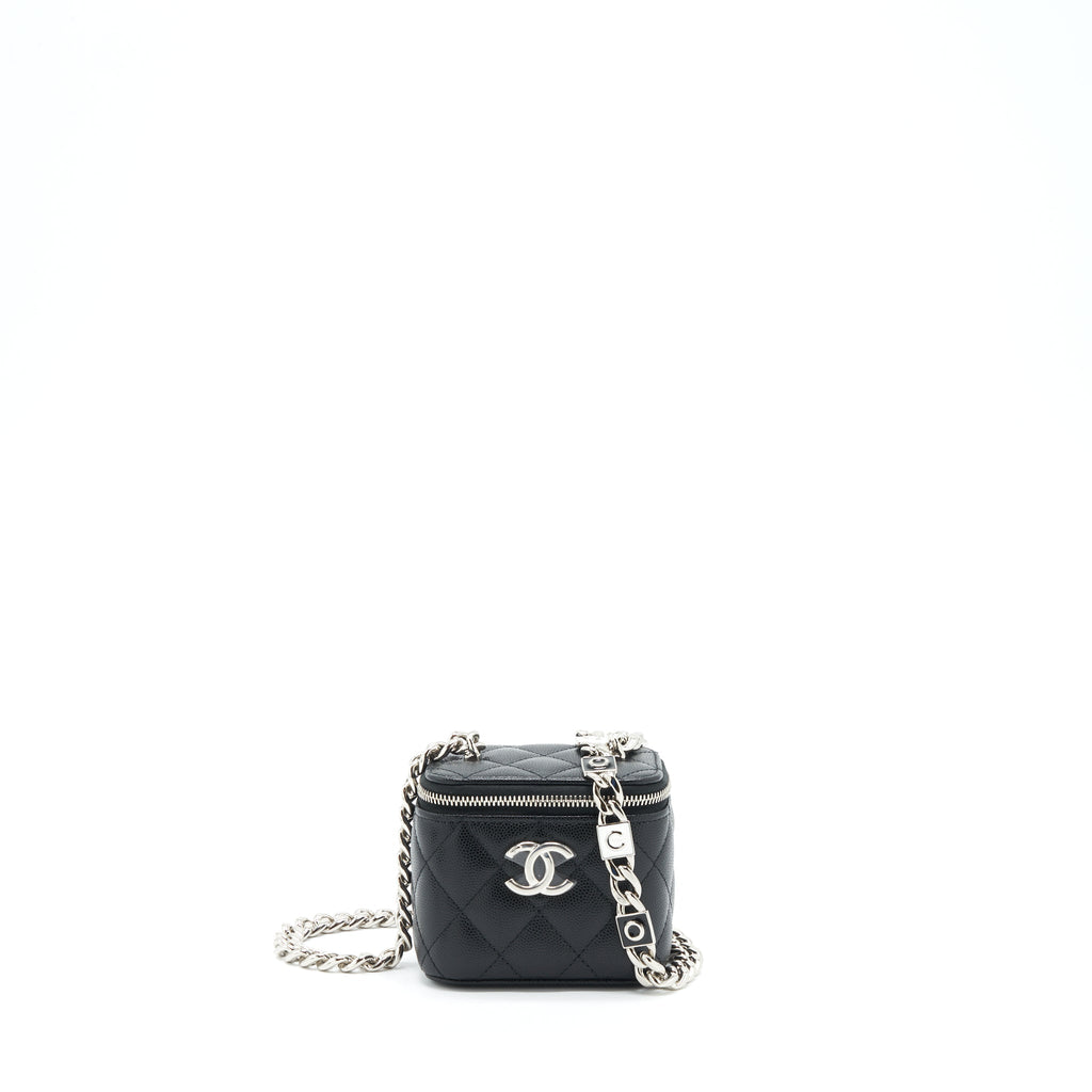 CHANEL 22S MINI VANITY WITH COCO GIANT CHAIN CAVIAR BLACK SHW