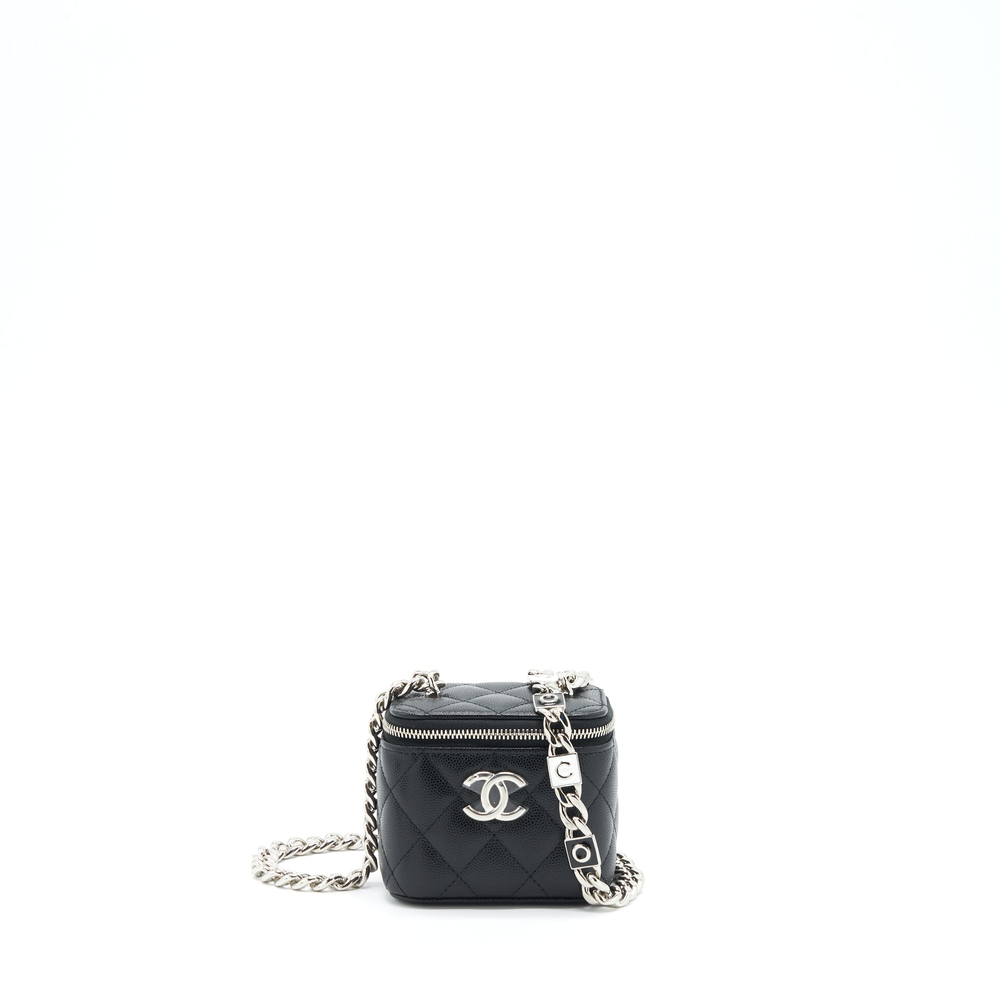 CHANEL 22S MINI VANITY WITH COCO GIANT CHAIN CAVIAR BLACK SHW