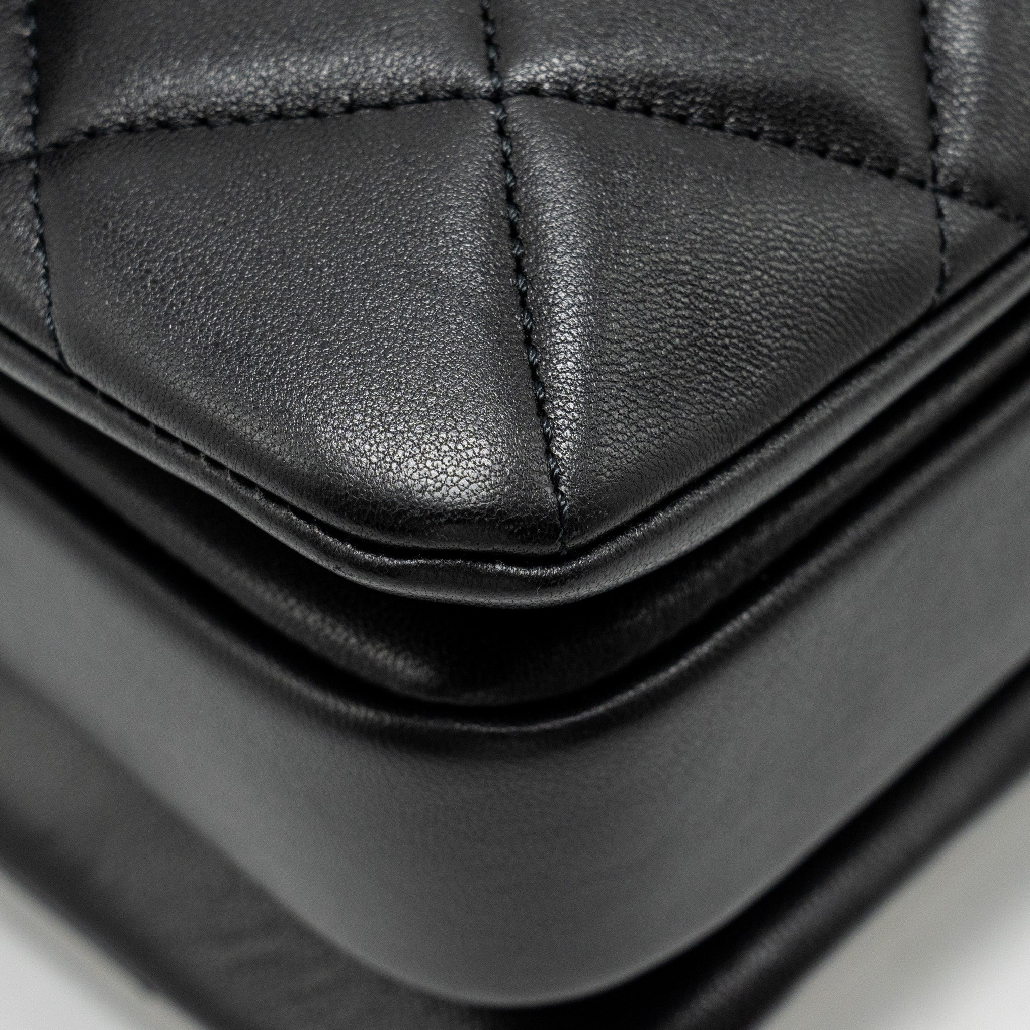 CHANEL TOP HANDLE TRENDY CC FLAP BAG LAMBSKIN BLACK LGHW