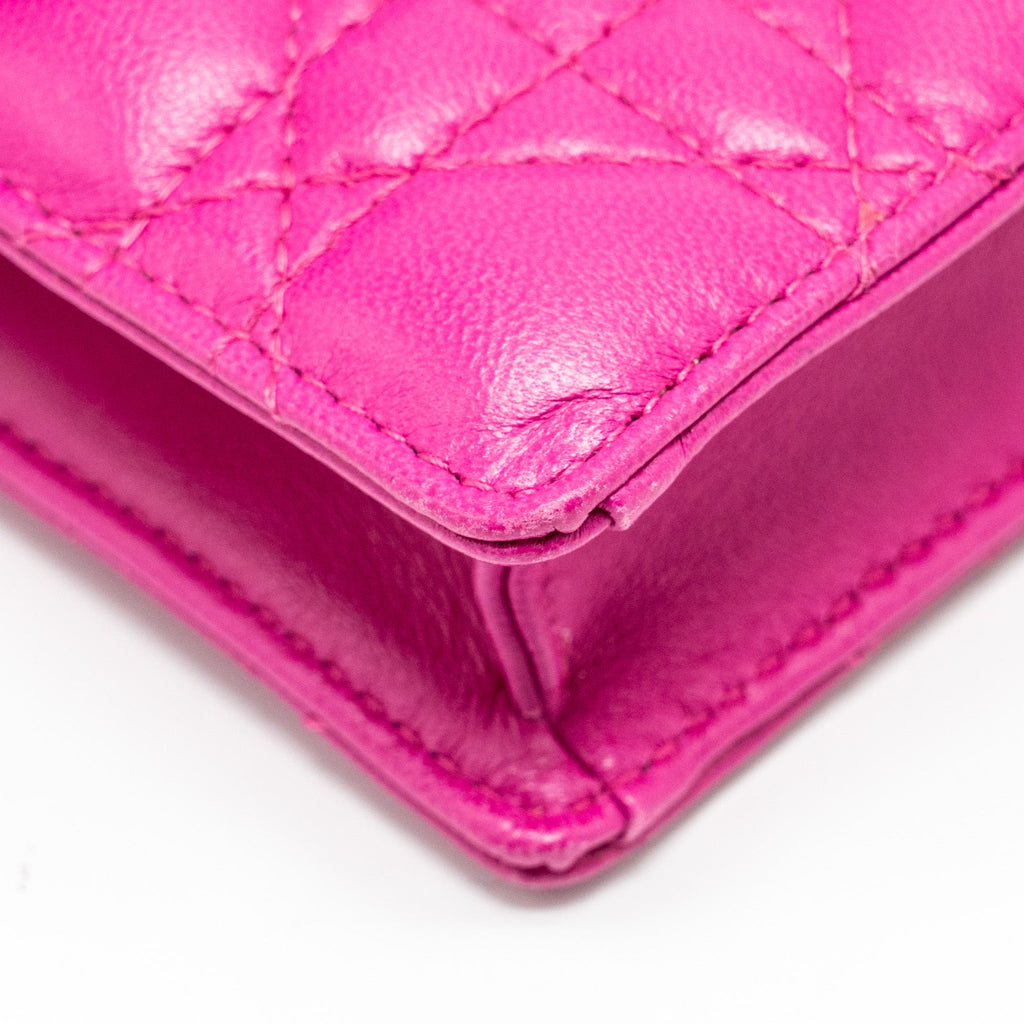 DIOR DIORADDICT WALLET ON CHAIN LAMBSKIN PINK GHW