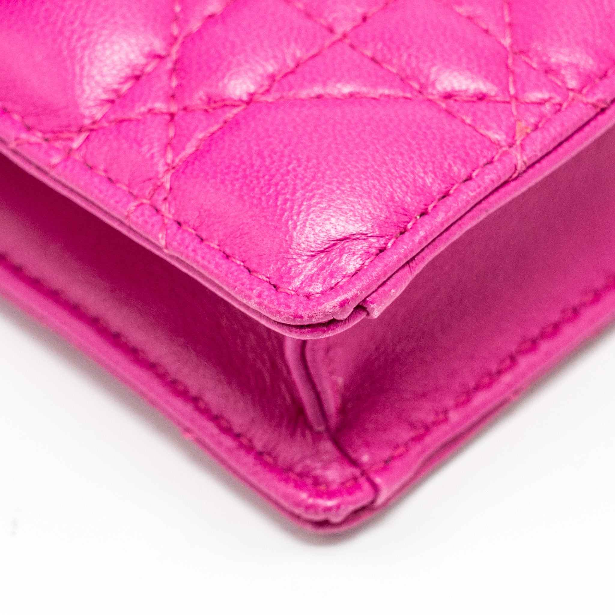DIOR DIORADDICT WALLET ON CHAIN LAMBSKIN PINK GHW