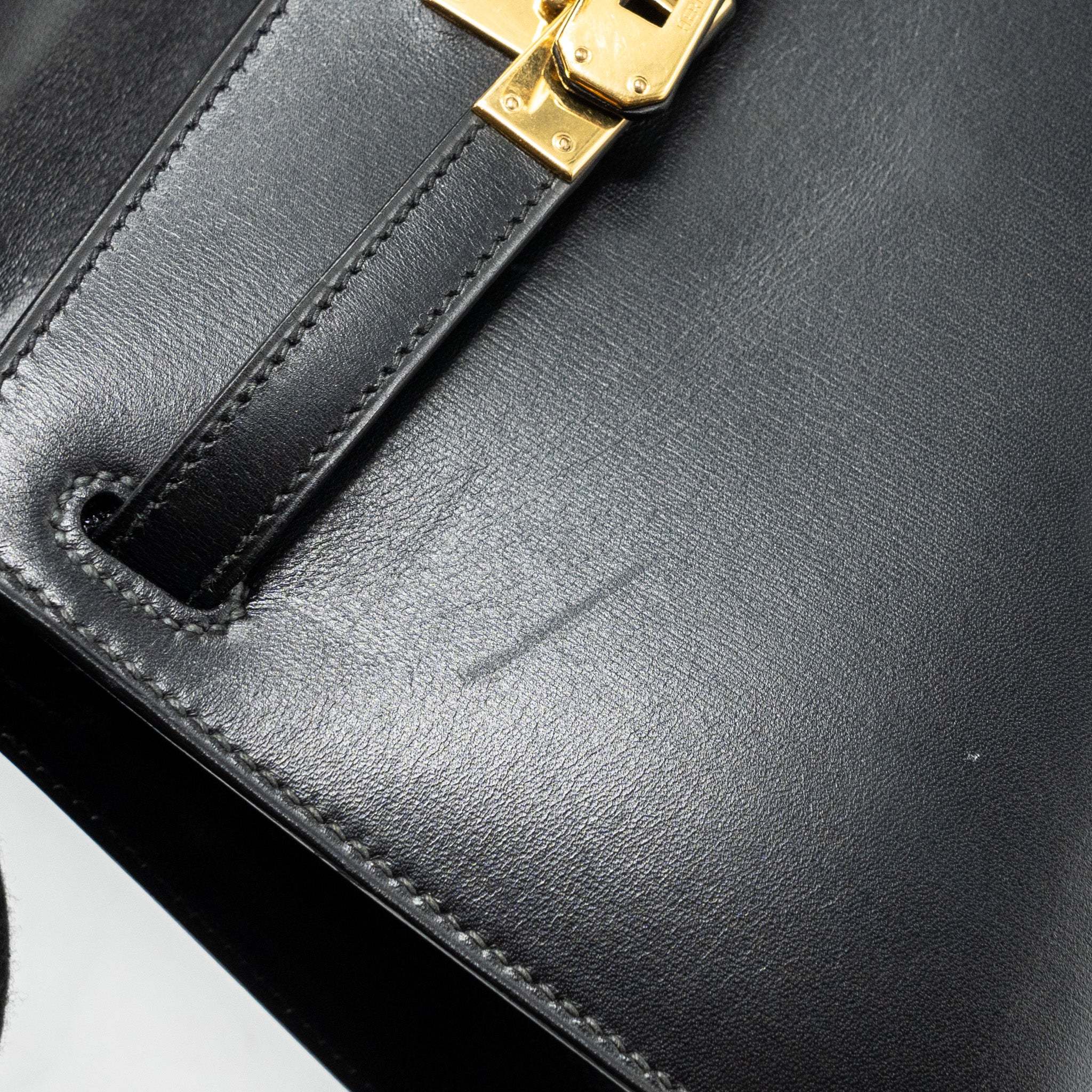 HERMES VINTAGE KELLY 20 BOX CALFSKIN BLACK GHW