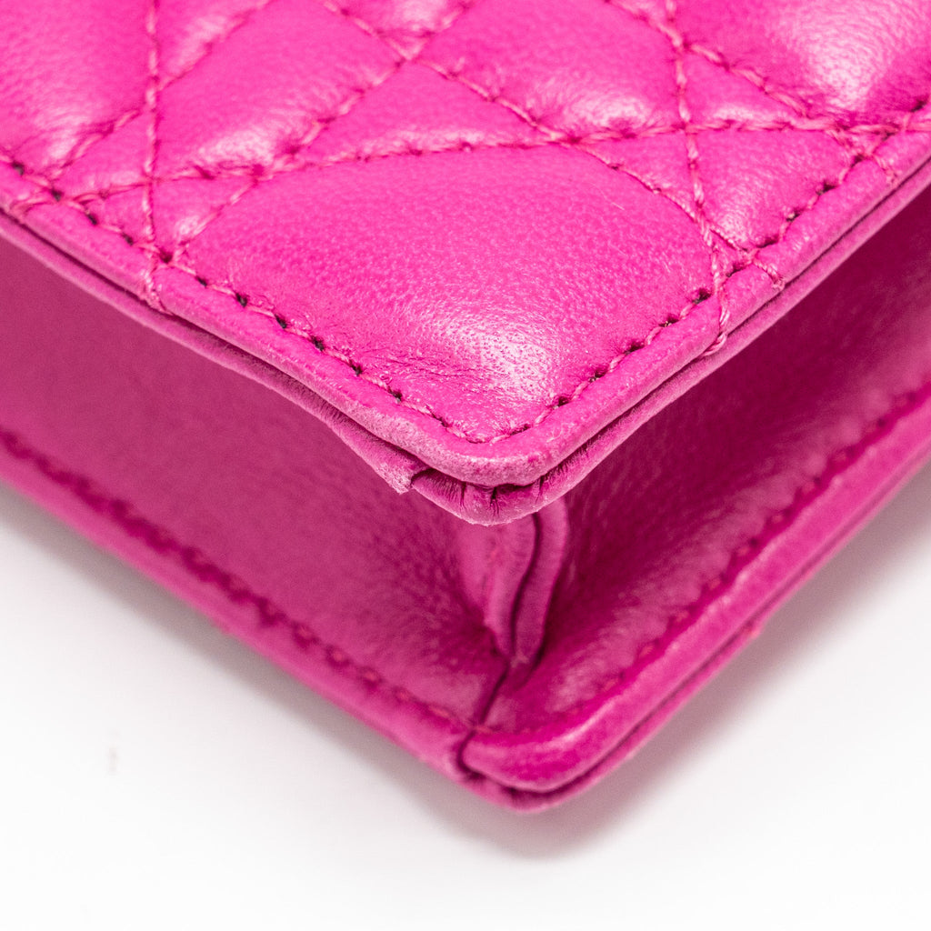 DIOR DIORADDICT WALLET ON CHAIN LAMBSKIN PINK GHW