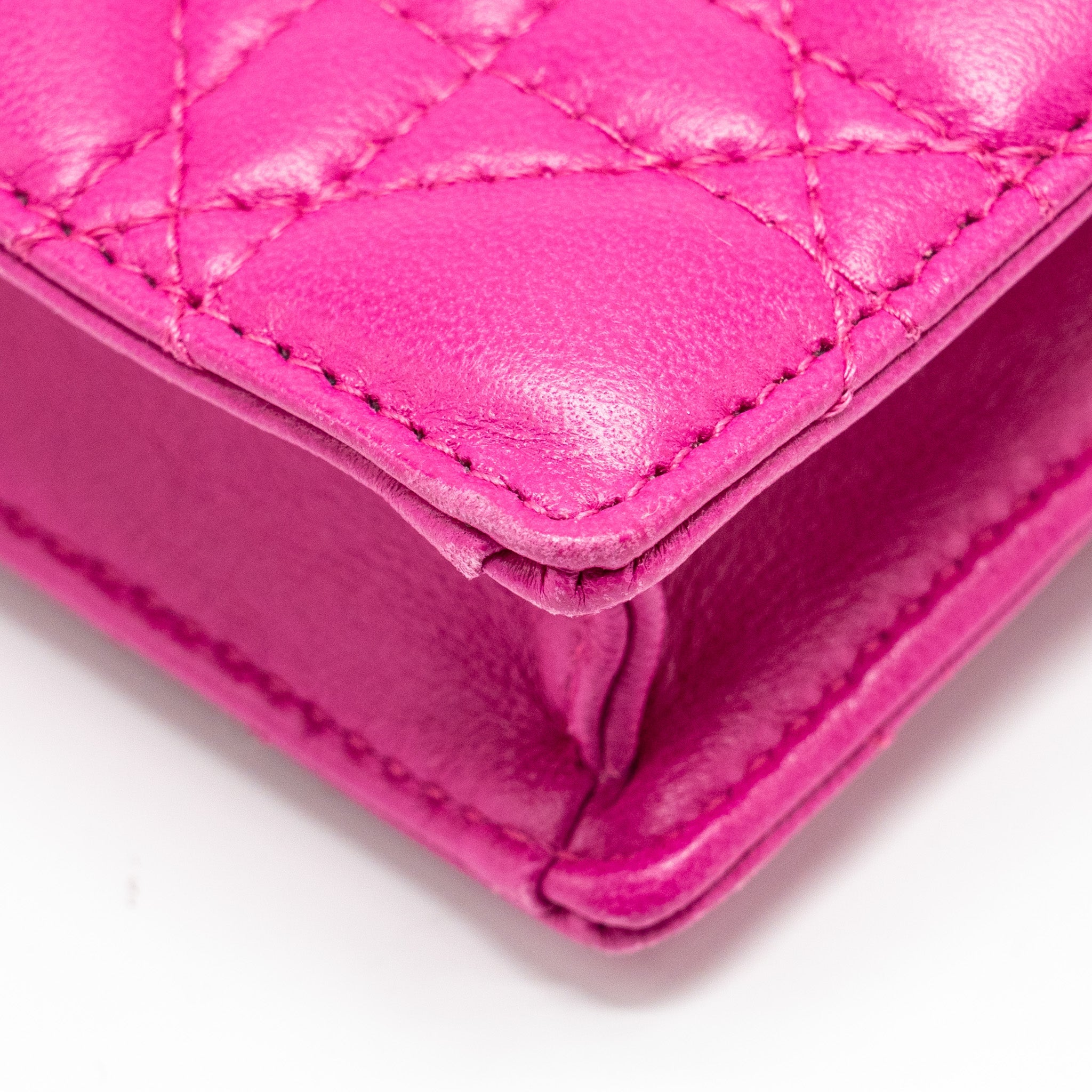 DIOR DIORADDICT WALLET ON CHAIN LAMBSKIN PINK GHW
