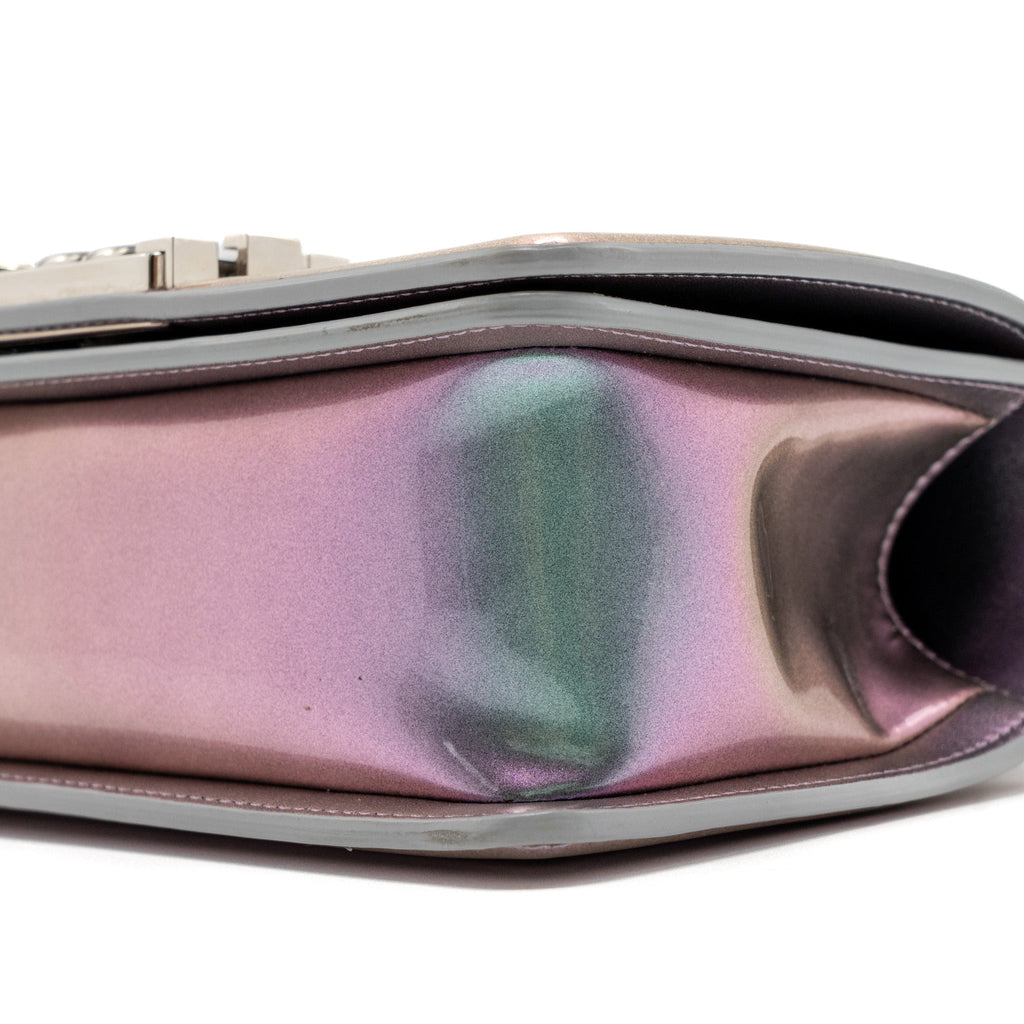 CHANEL 18S SMALL BOY BAG LIMITED PVC / PATENT CALFSKIN LEATHER IRIDESCENT LIGHT PURPLE SHW