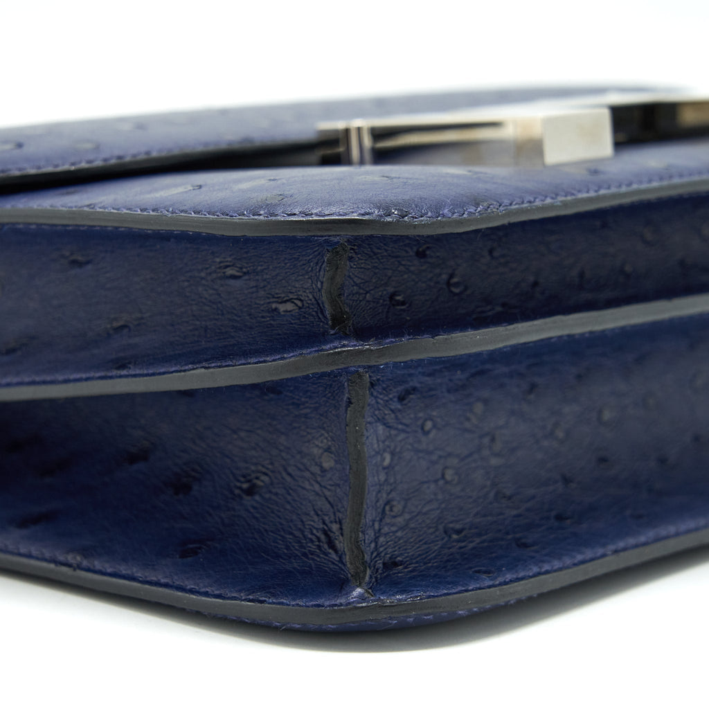 HERMES CONSTANCE 24 OSTRICH BLEU IRIS SHW