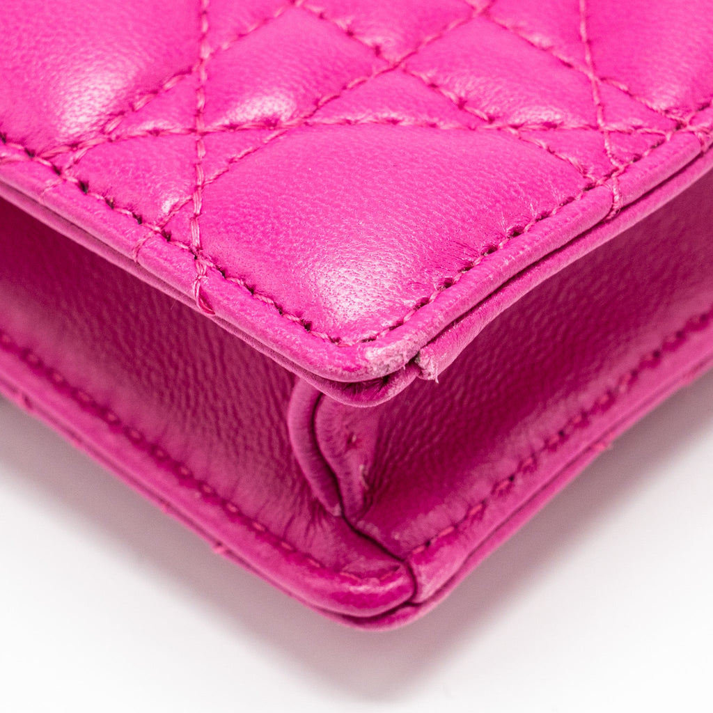 DIOR DIORADDICT WALLET ON CHAIN LAMBSKIN PINK GHW
