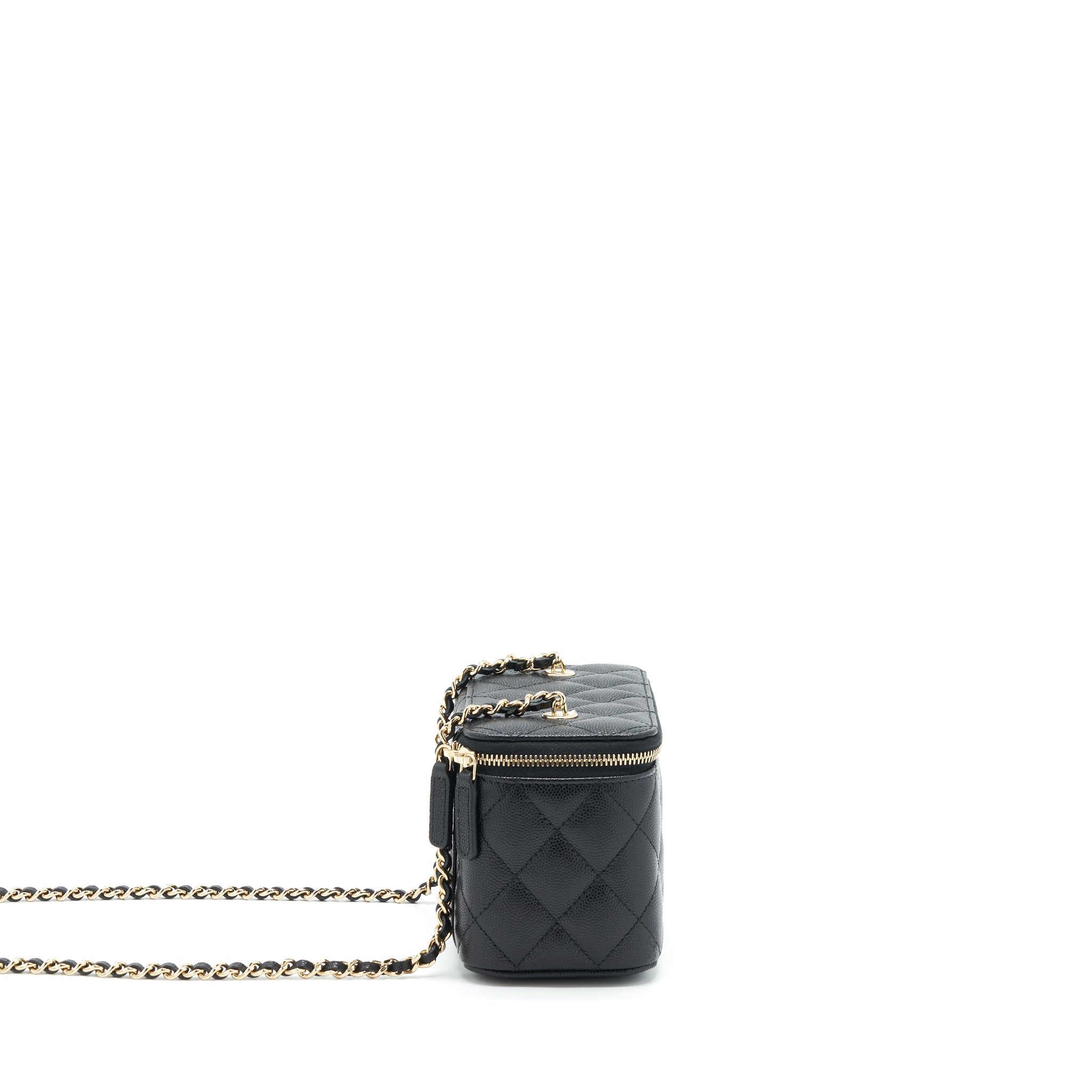 CHANEL 22S LONG VANITY WITH CHAIN CAVIAR BLACK LGHW