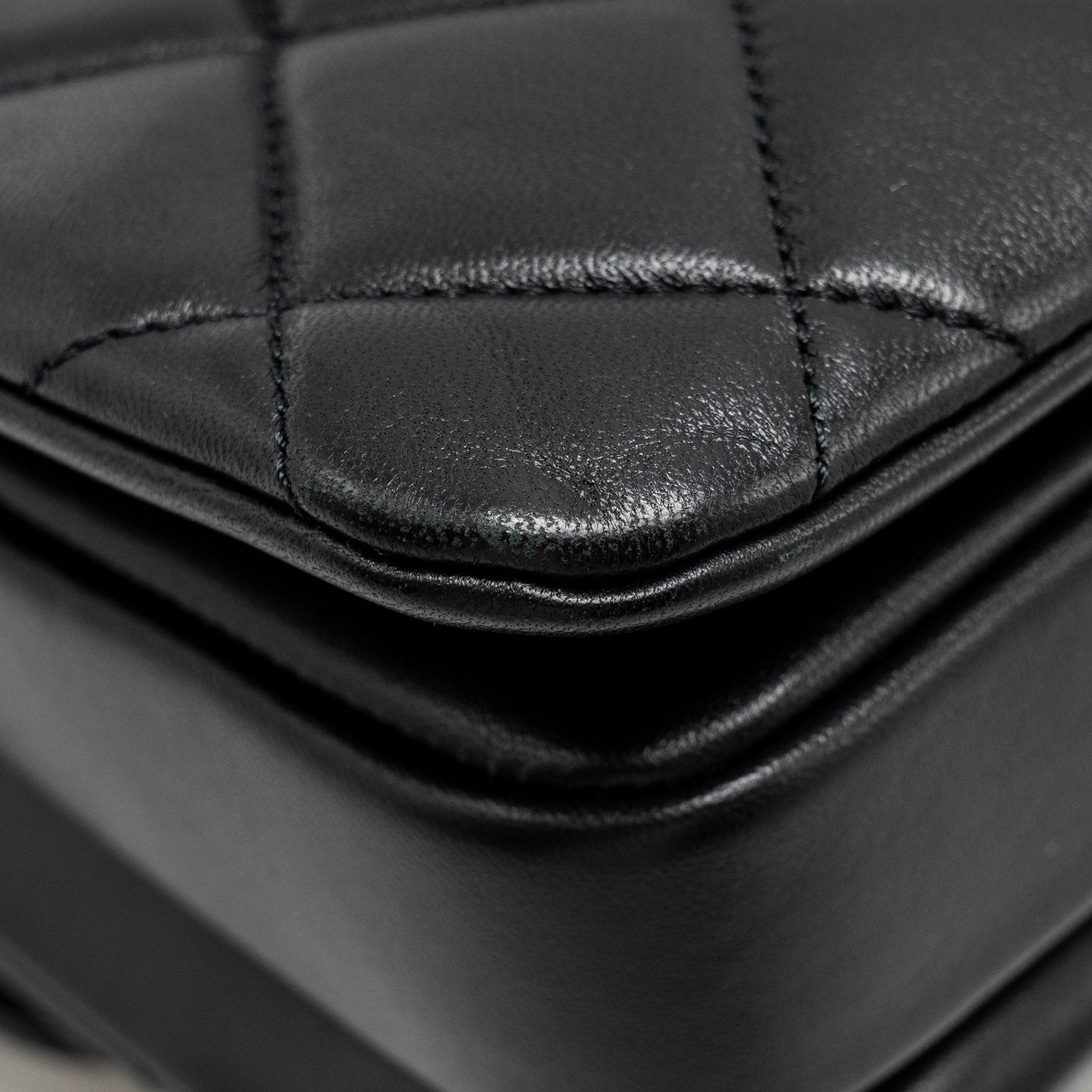 CHANEL TOP HANDLE TRENDY CC FLAP BAG LAMBSKIN BLACK LGHW