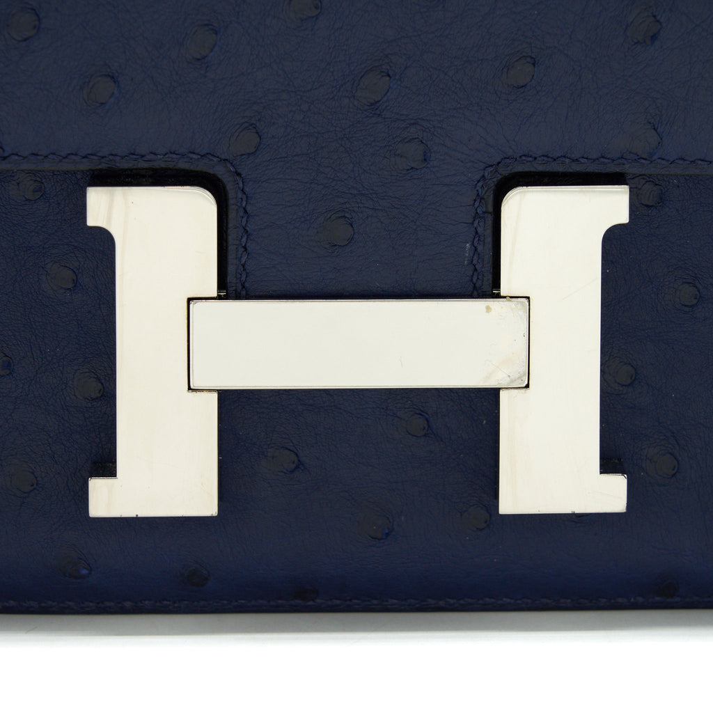 HERMES CONSTANCE 24 OSTRICH BLEU IRIS SHW