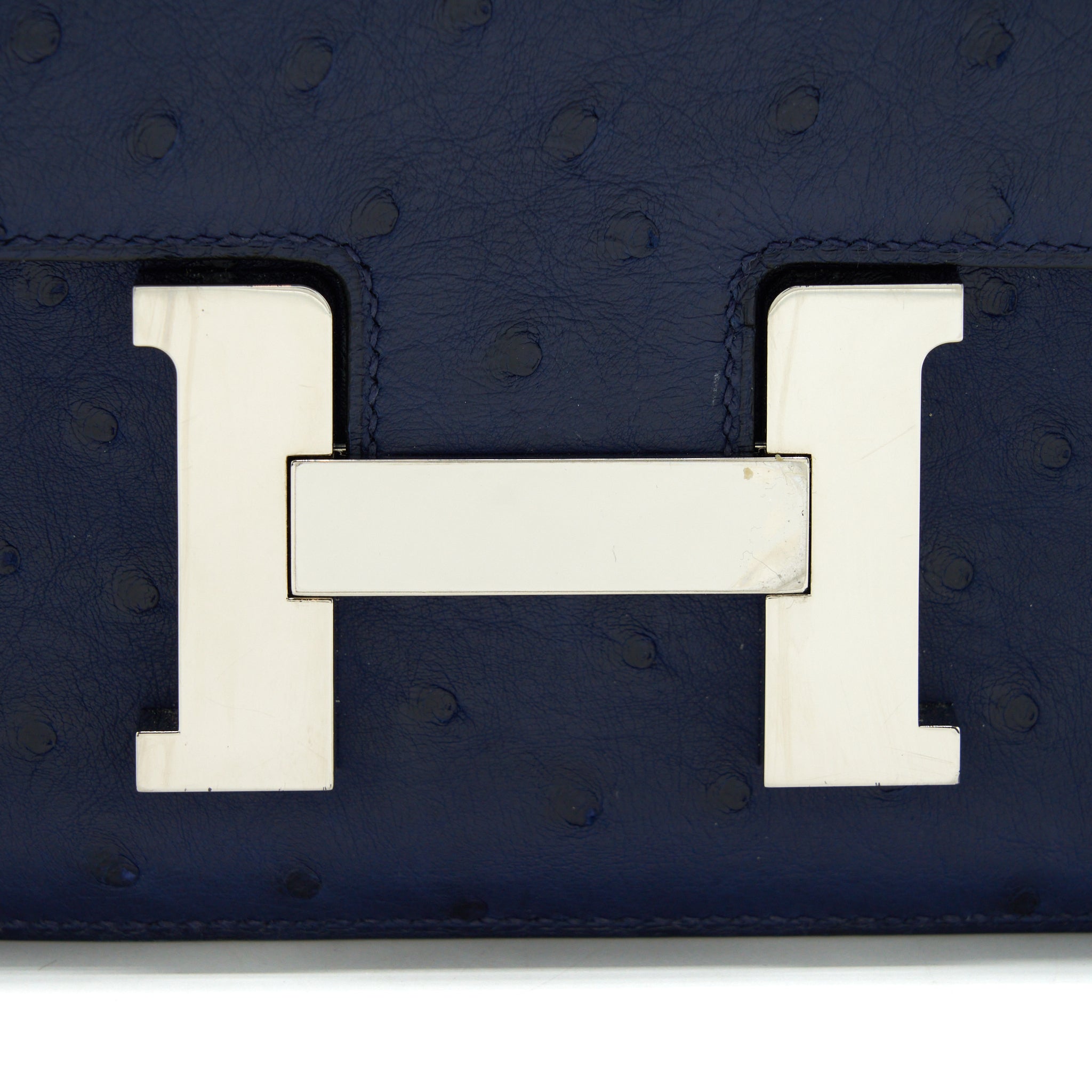 HERMES CONSTANCE 24 OSTRICH BLEU IRIS SHW