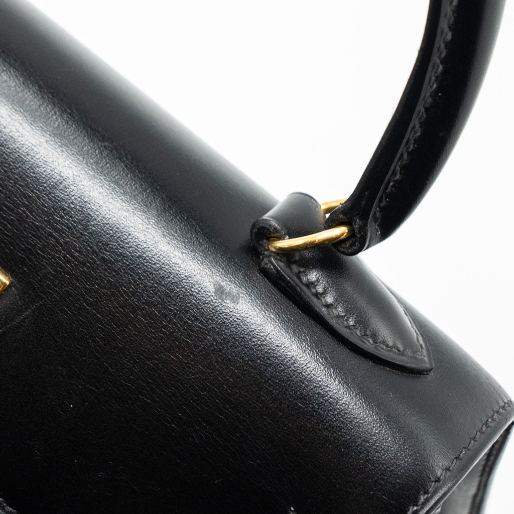 HERMES VINTAGE KELLY 20 BOX CALFSKIN BLACK GHW