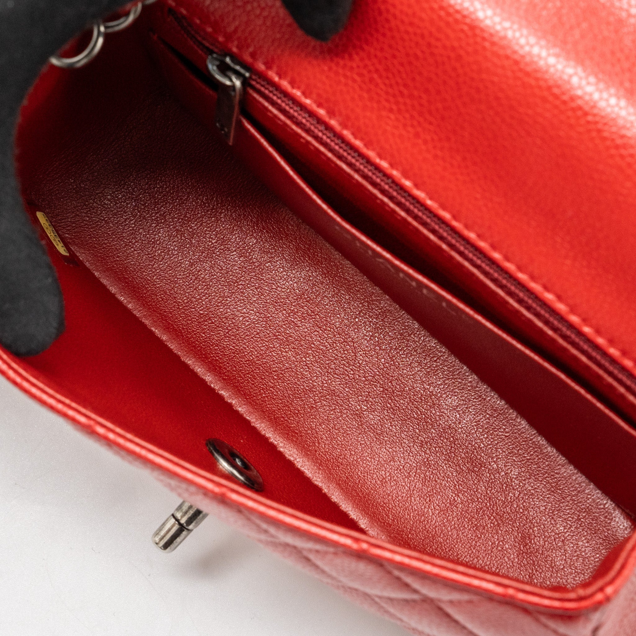 CHANEL MINI RECTANGULAR FLAP BAG CAVIAR RED RUTHENIUM HARDWARE